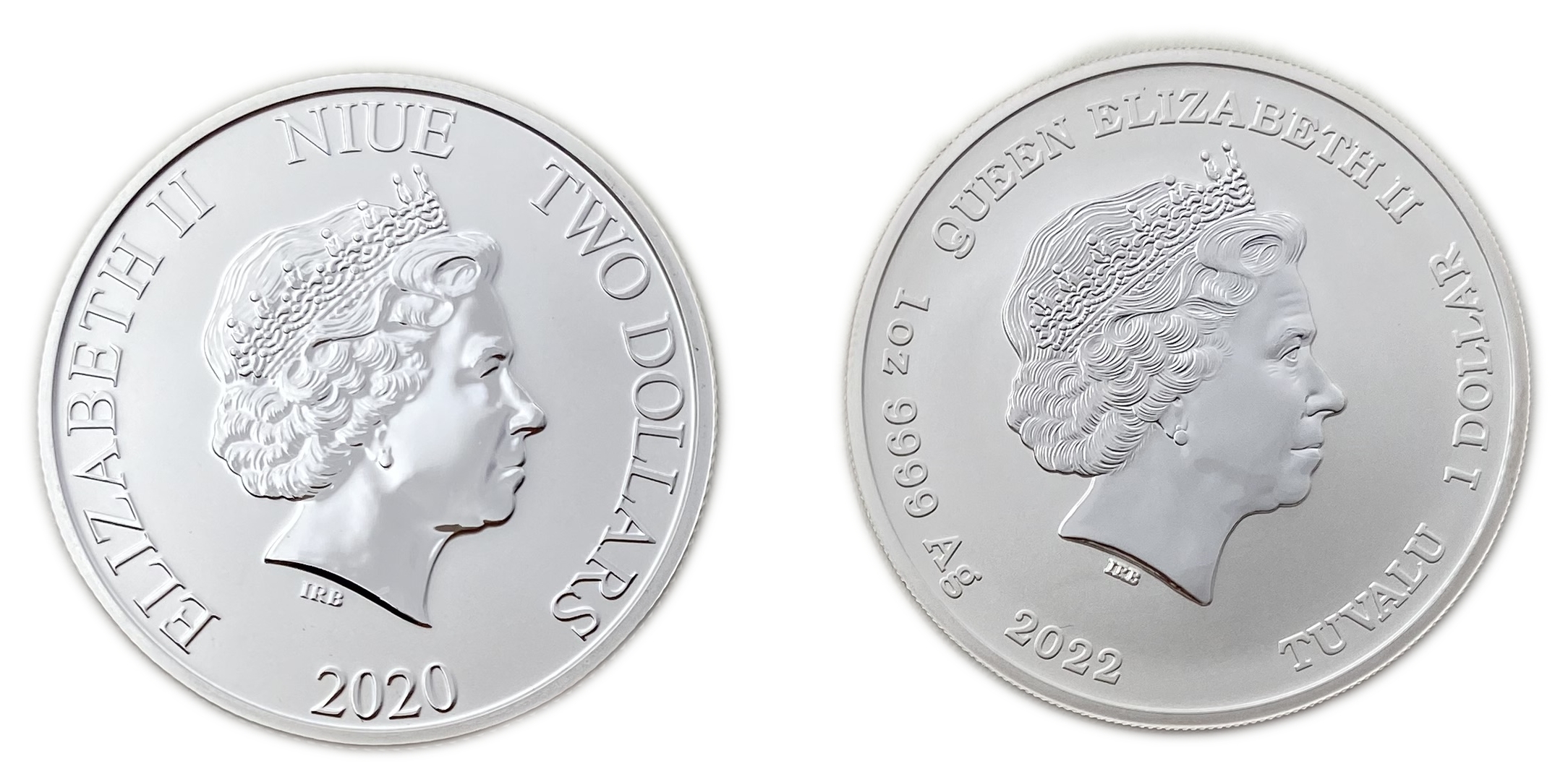 World - Pair of silver coins - Both made of Silver 999, 31.1g, 40.7mm
Tuvalu, Perth - 1 Dollar 2022, 60 ...