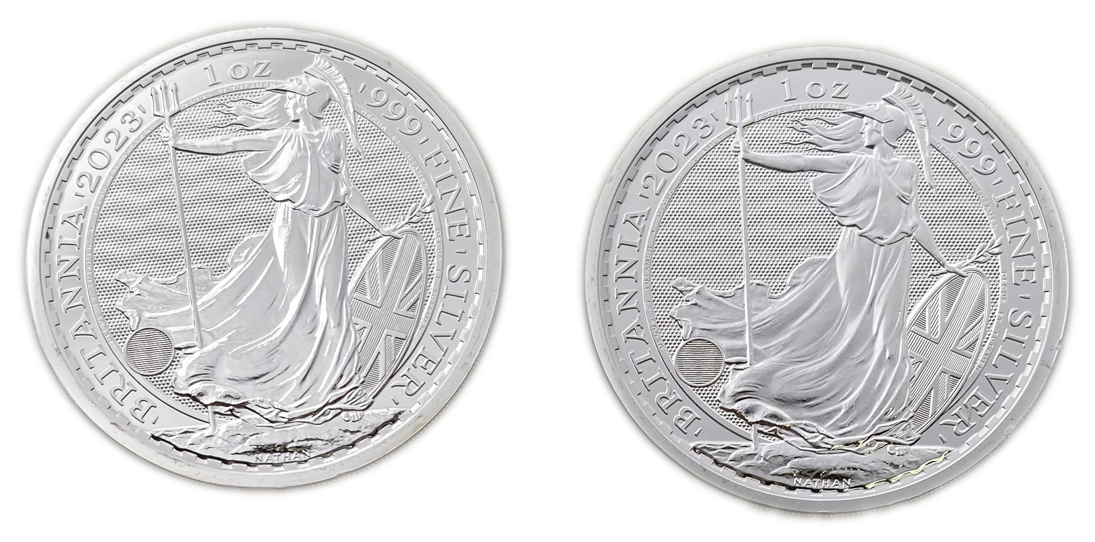 England - Pair of 1 pound coins 2023 - 1 ounce of pure silver each