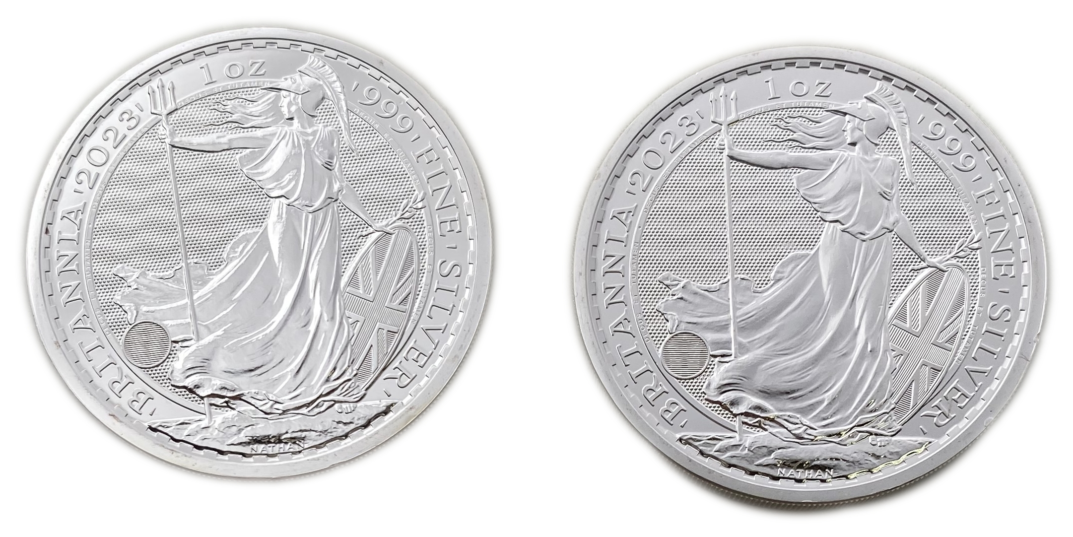 England - Pair of 1 pound coins 2023 - 1 ounce of pure silver each - 1 1