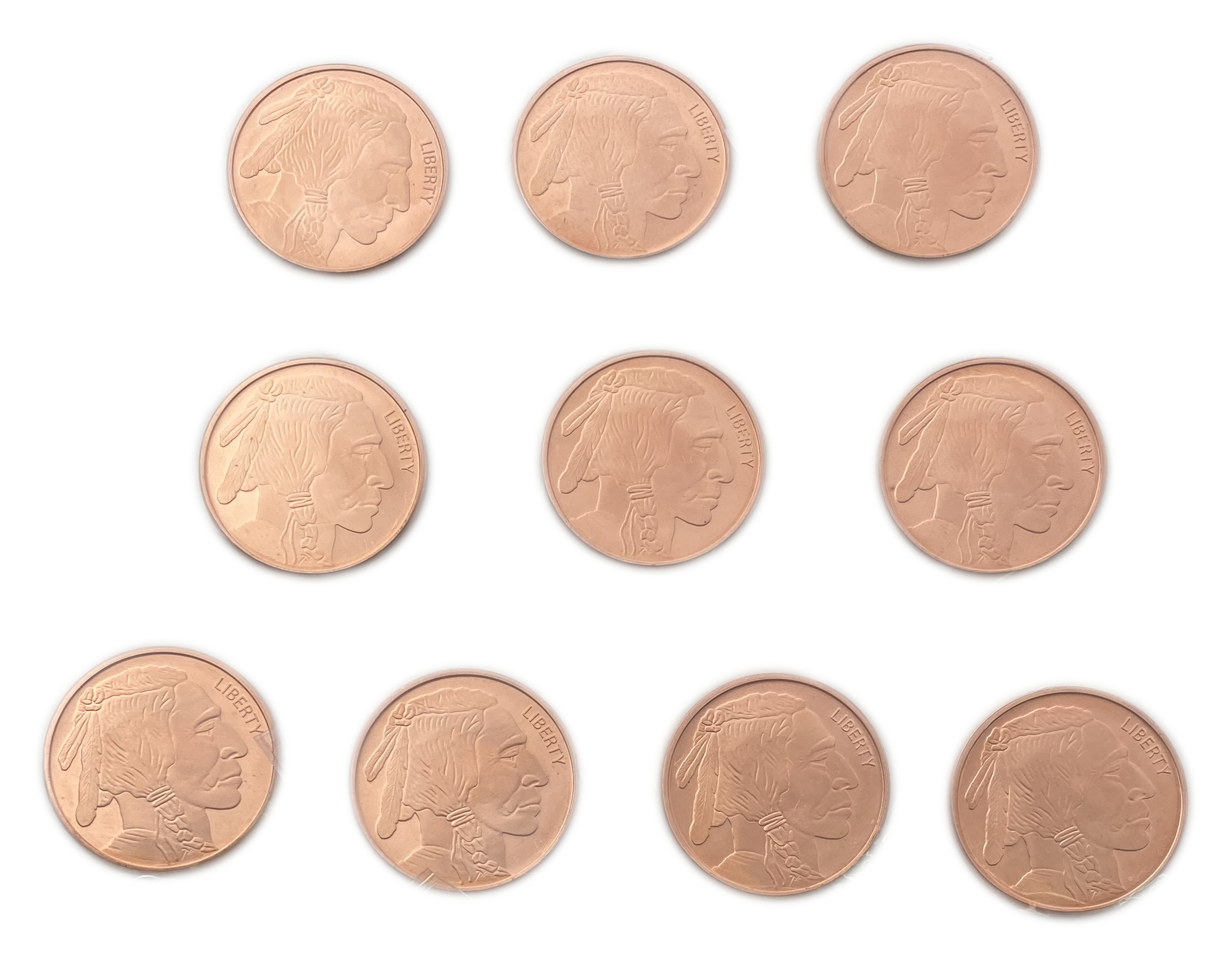 USA - Set of 10 coins weighing 1 ounce (31.1g) pure copper (999) - 1 1