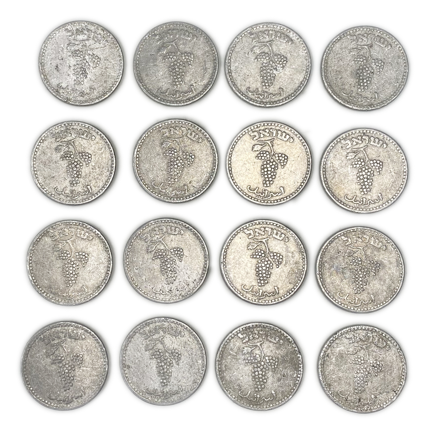 Israel - Lot of 16 coins of 25 Mils 1949 - Open Link - F-VF - 1 2
