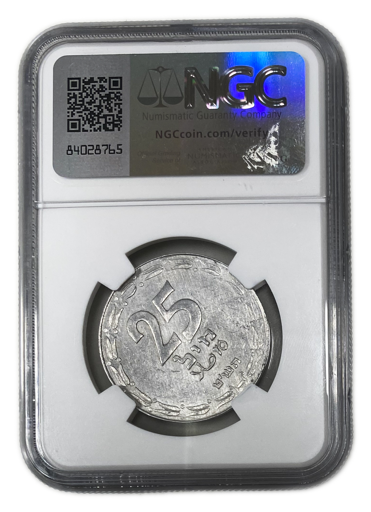 Israel – 25 Mils 1949 – Open Link – Minting Error – Rotated 45 degrees to the Left – NGC MS 60 - 1 3