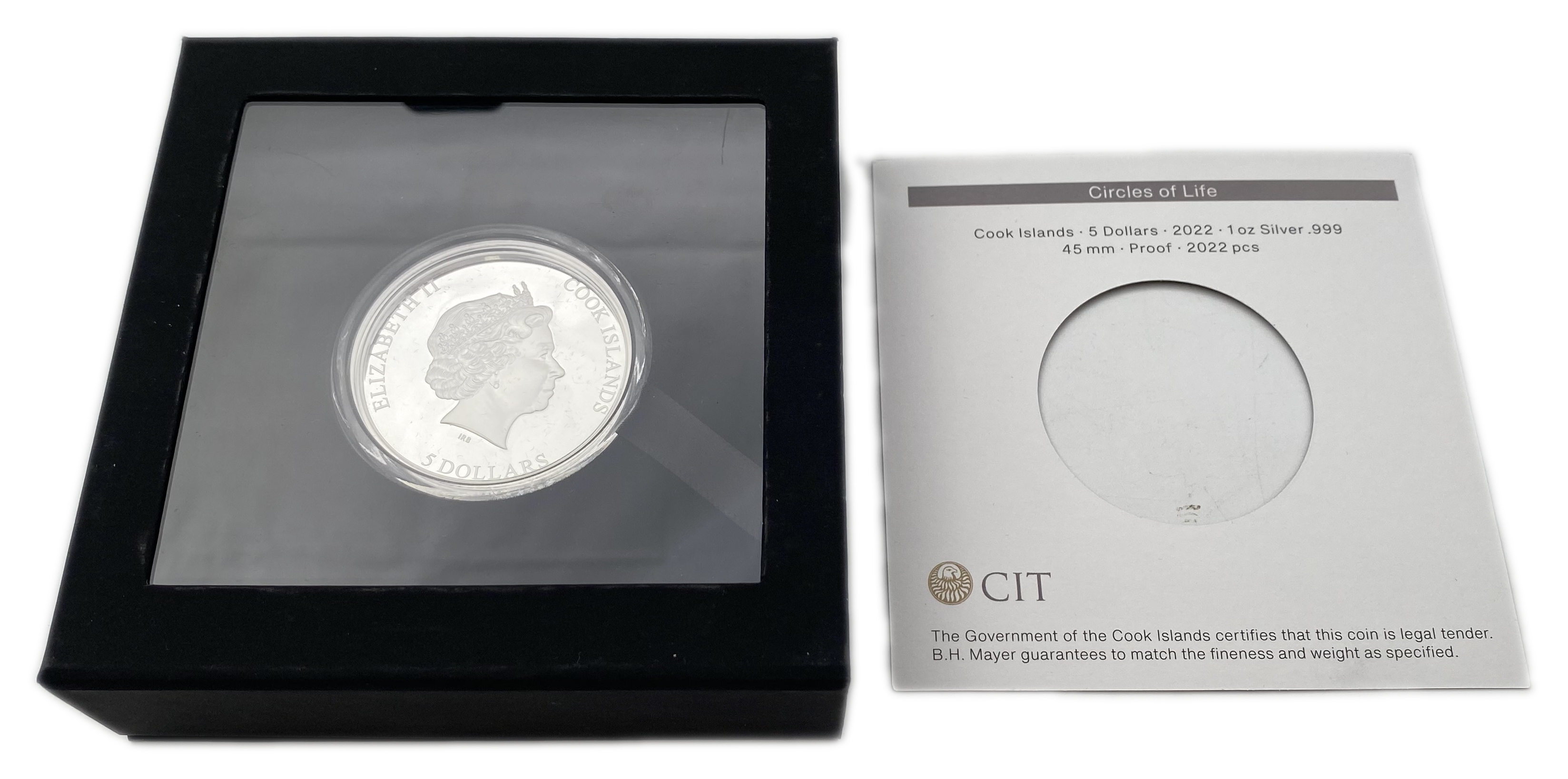 Cook Islands - 5 Dollars 2022 - Elizabeth II Circles of Life - Silver 999, 31.1g, 45mm - 1 2