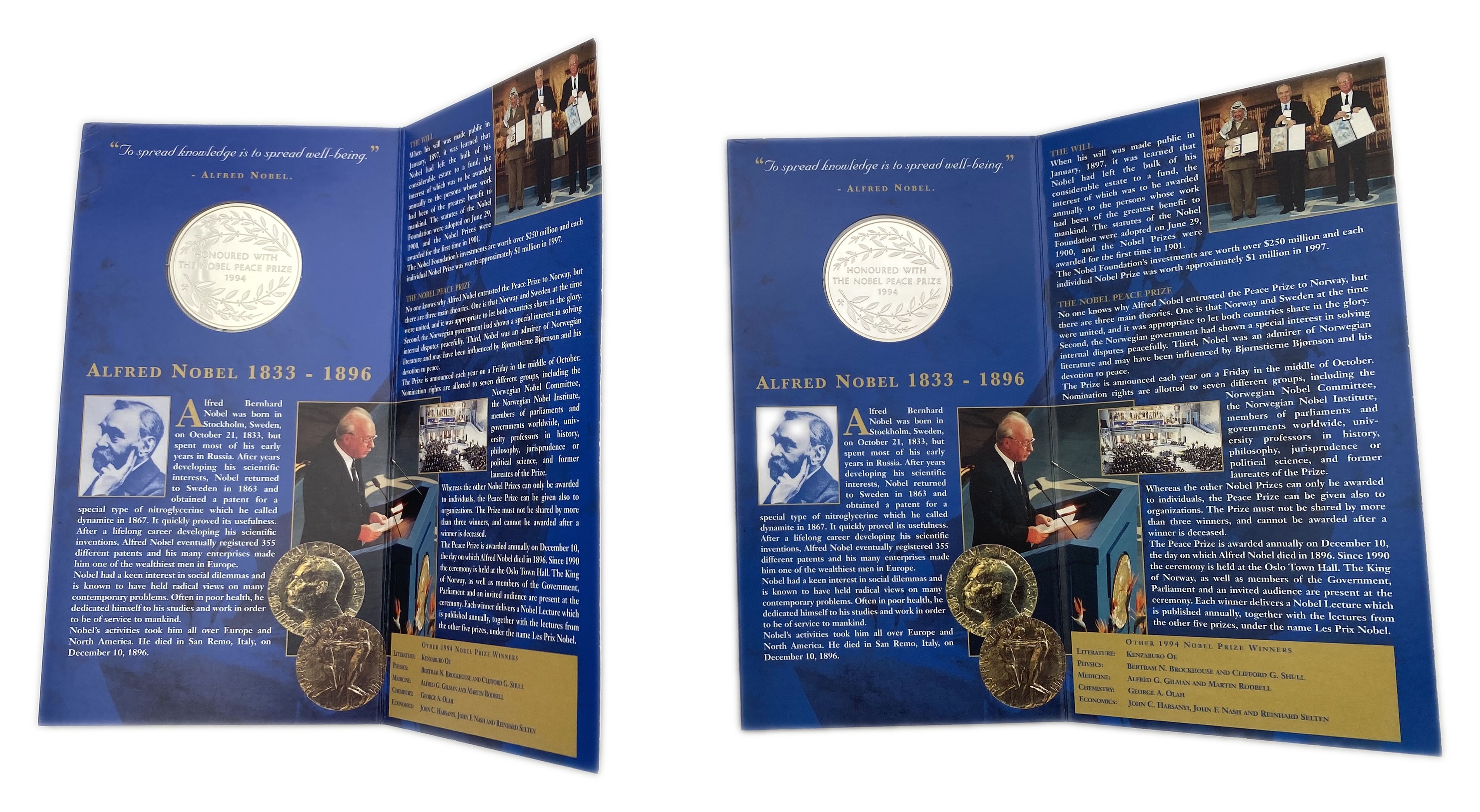 World – Lot of 8 silver medals of Nobel Prize winners, come in a dedicated and impressive box for storage – silver ... - 1 6