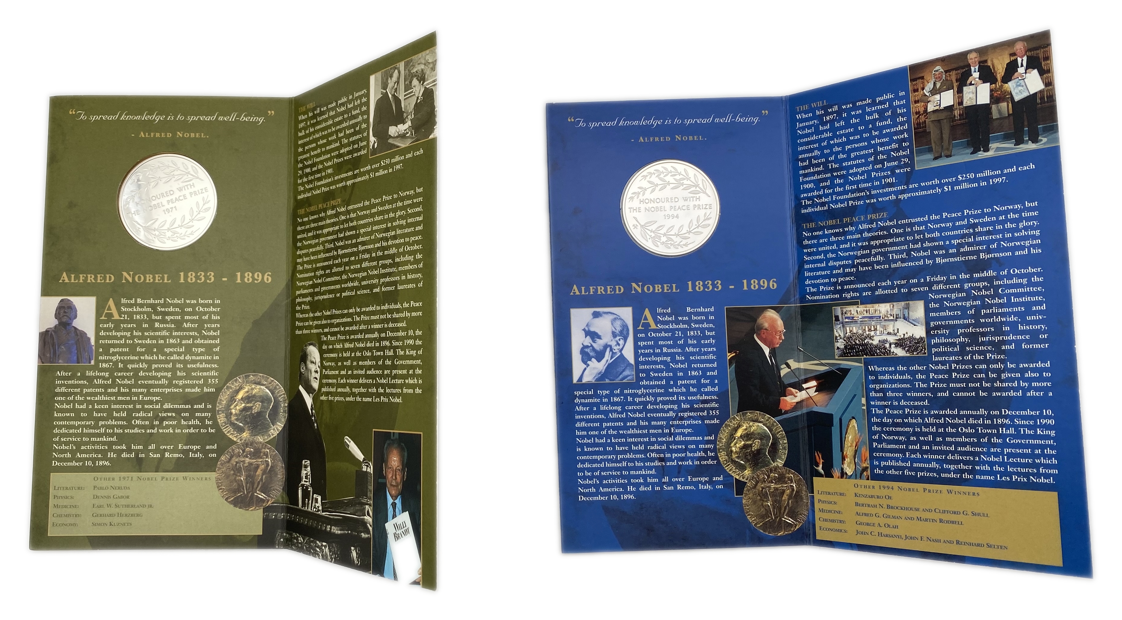 World – Lot of 8 silver medals of Nobel Prize winners, come in a dedicated and impressive box for storage – silver ... - 1 8