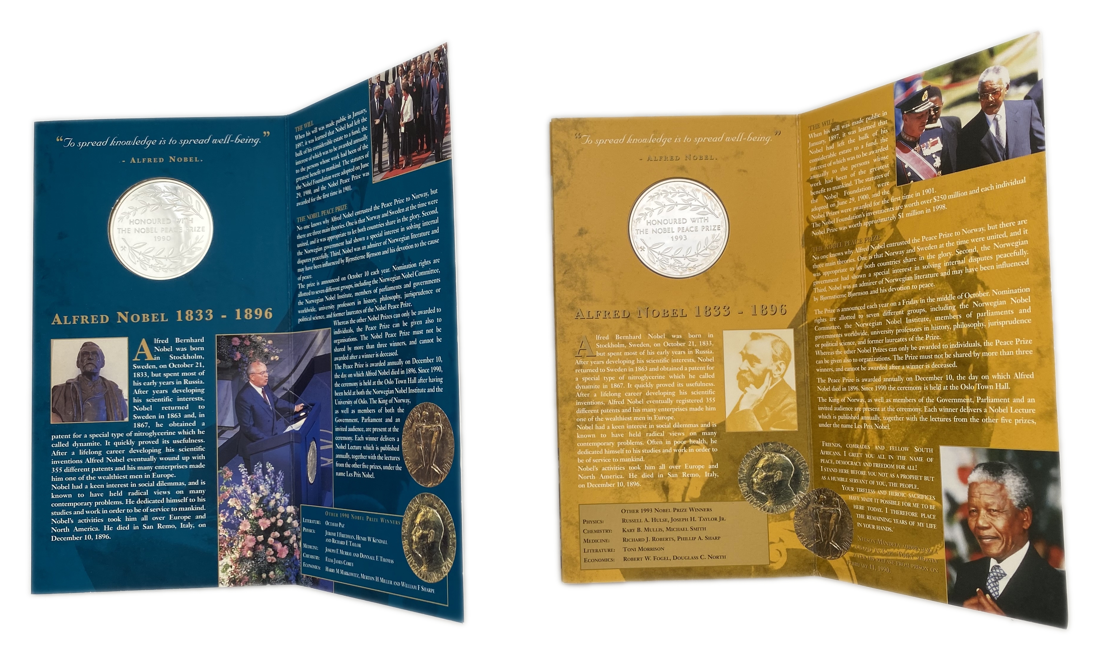 World – Lot of 8 silver medals of Nobel Prize winners, come in a dedicated and impressive box for storage – silver ... - 1 4