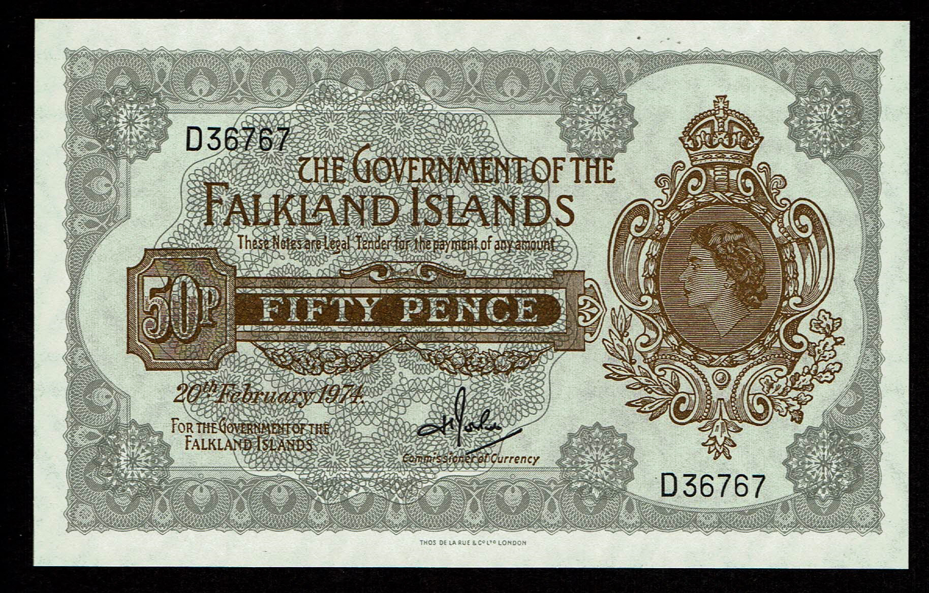 Falkland Islands - 50 Pence 1974 - Elizabeth II - UNC - 1 0