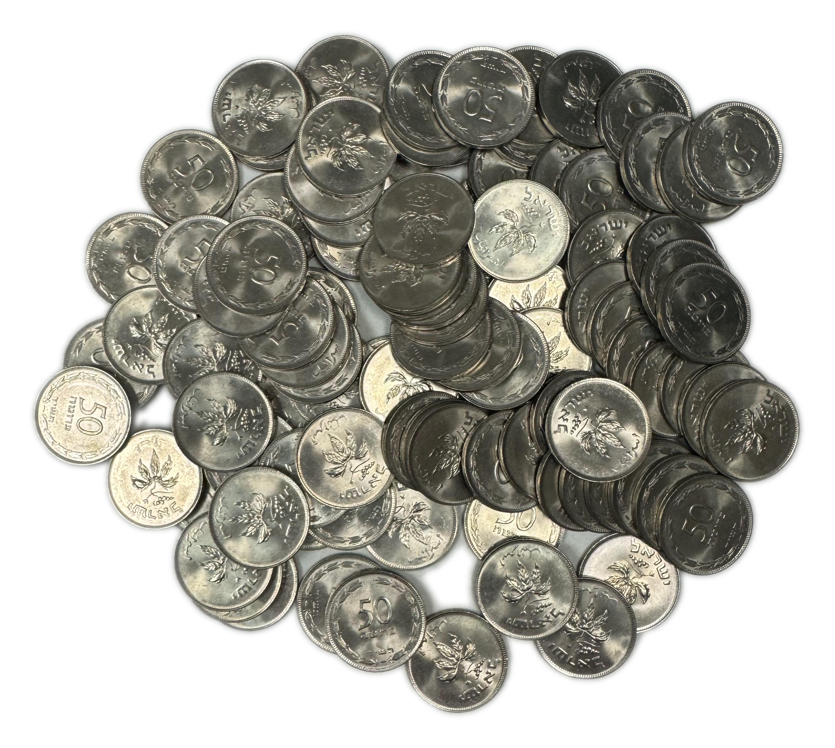 Israel - About 100 coins of 50 Pruta 1954 - AU-UNC - 1 0