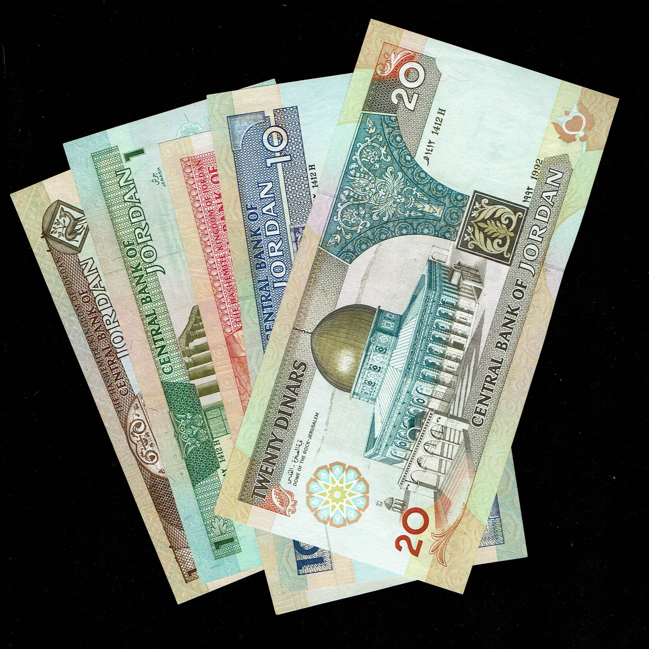 Jordan - Lot of 5 banknotes of 1/2, 1, 5, 10 and 20 Dinar 1992-1995' - UNC - 1 0