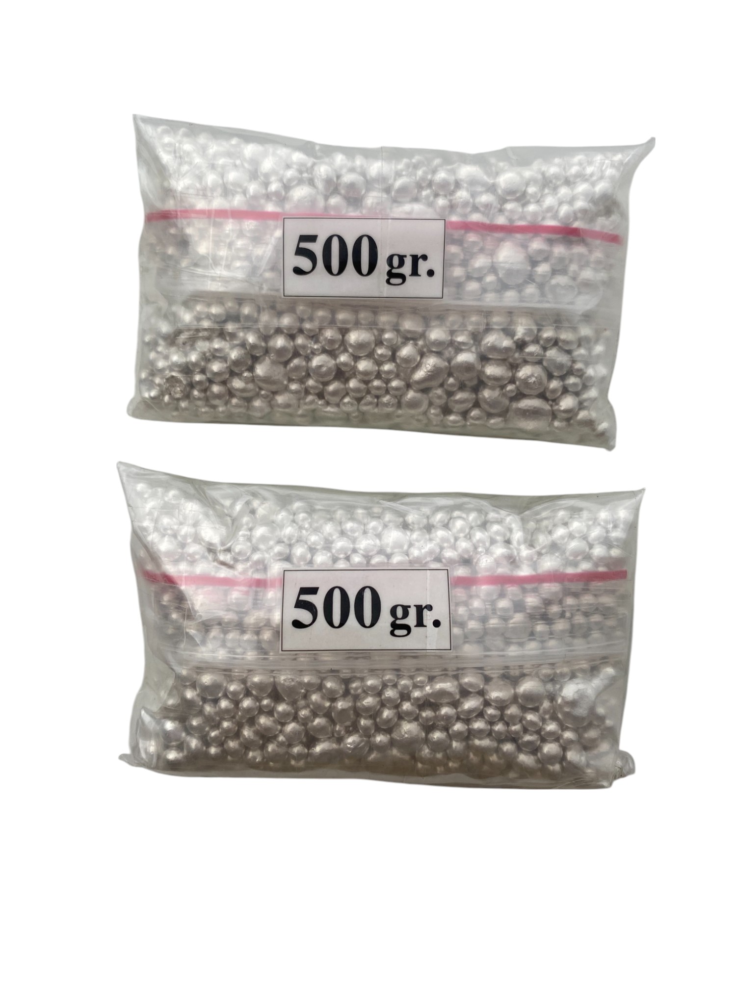 Bars / Granules - 1 kilo (1,000g) of pure silver (9999) granules, divided equally into 2 sealed bags, each weighing 500g