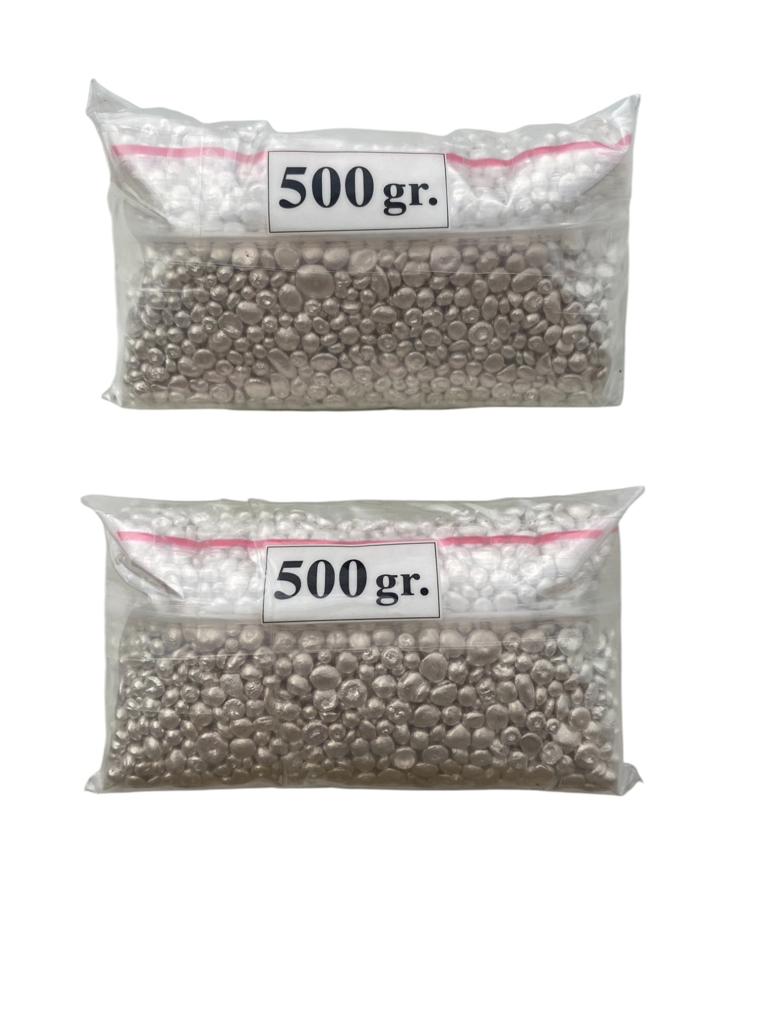 Bars / Granules - 1 kilo (1,000g) of pure silver (9999) granules, divided equally into 2 sealed bags, each weighing 500g - 1 0