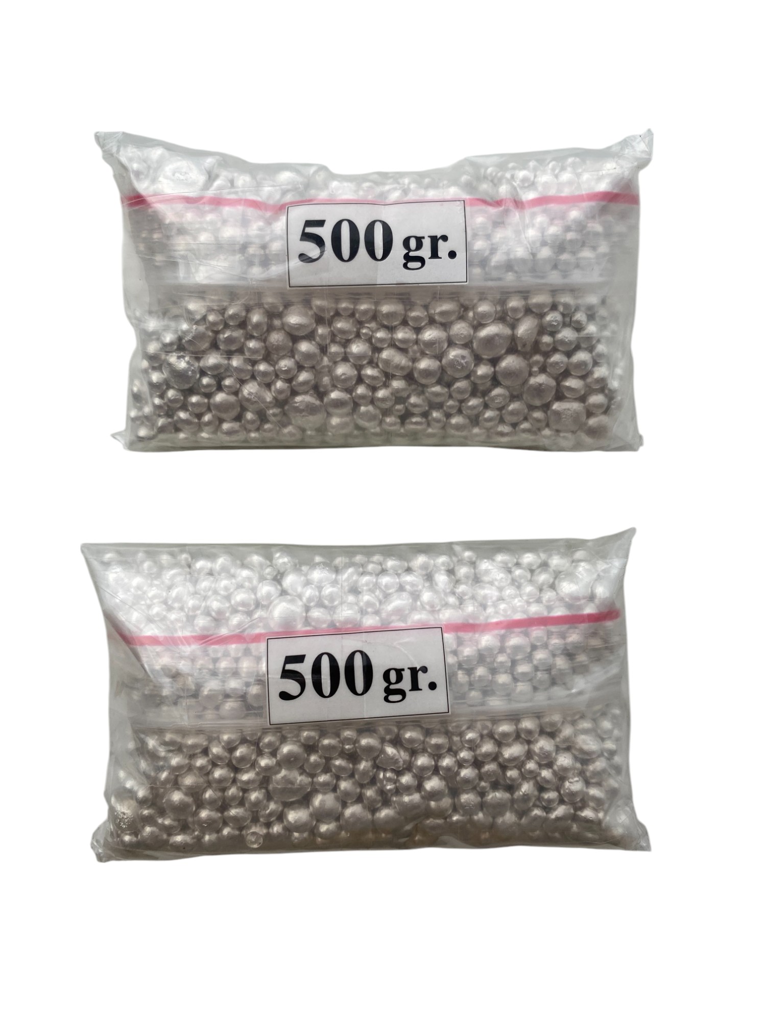 Bars / Granules - 1 kilo (1,000g) of pure silver (9999) granules, divided equally into 2 sealed bags, each weighing 500g - 1 0