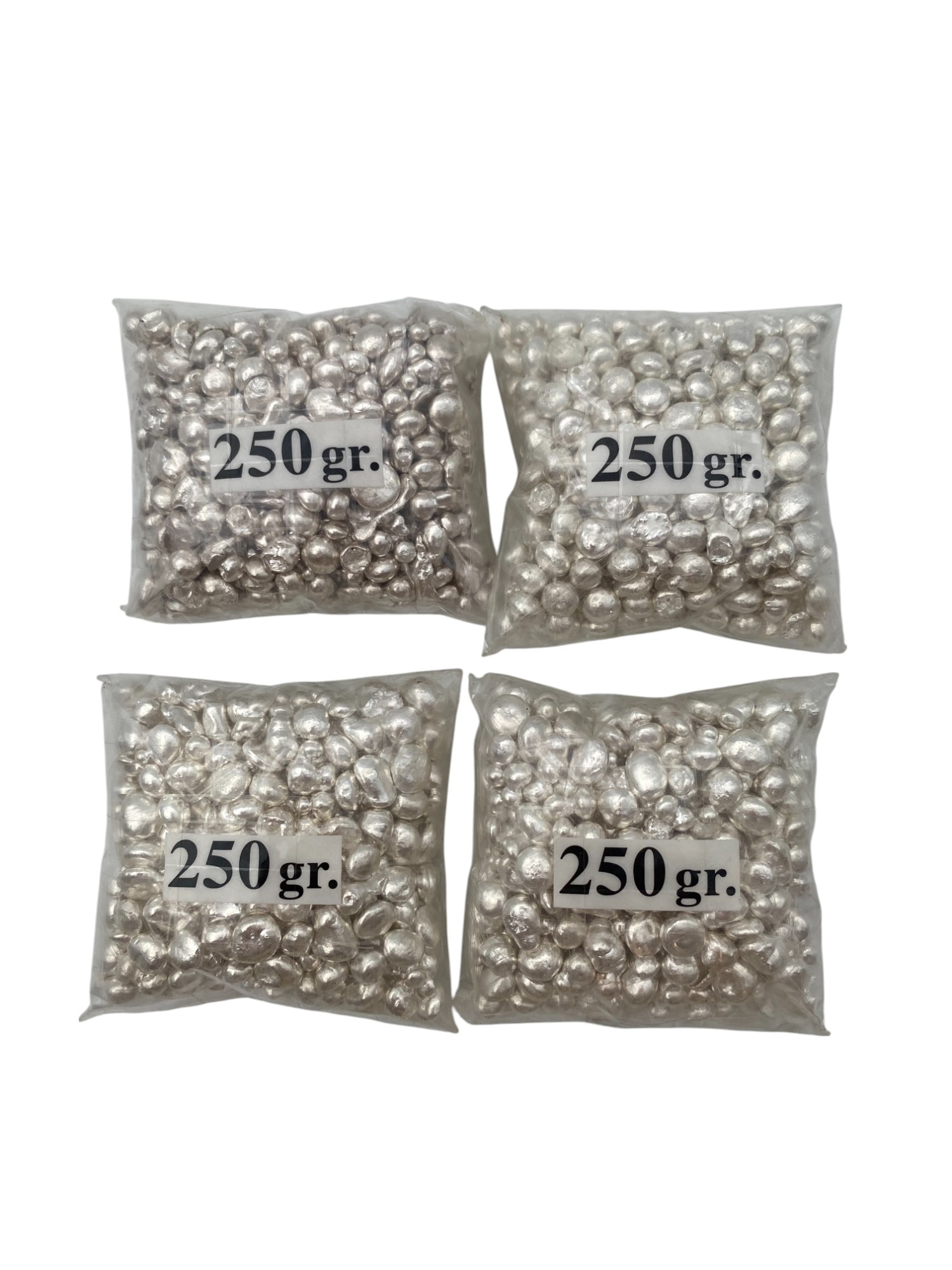 Bras / grains - 1 kilo (1,000g) pure silver (9999) grains, divided equally into 4 sealed bags - 1 0