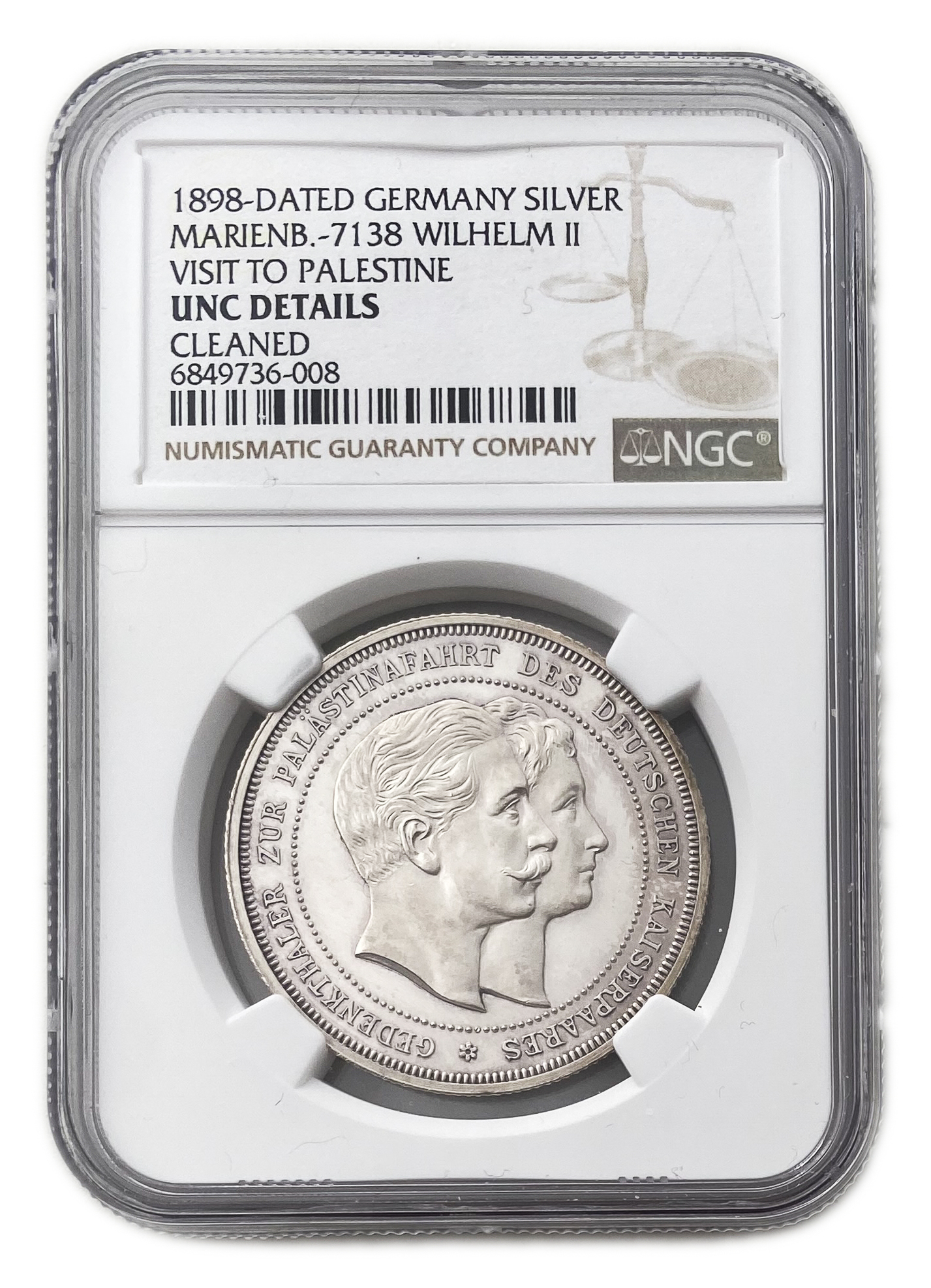 Palestine - Medal Commemorating the Visit of the German Emperor, Wilhelm II to the Land of Israel in 1898 - NGC UNC ... - 1 2