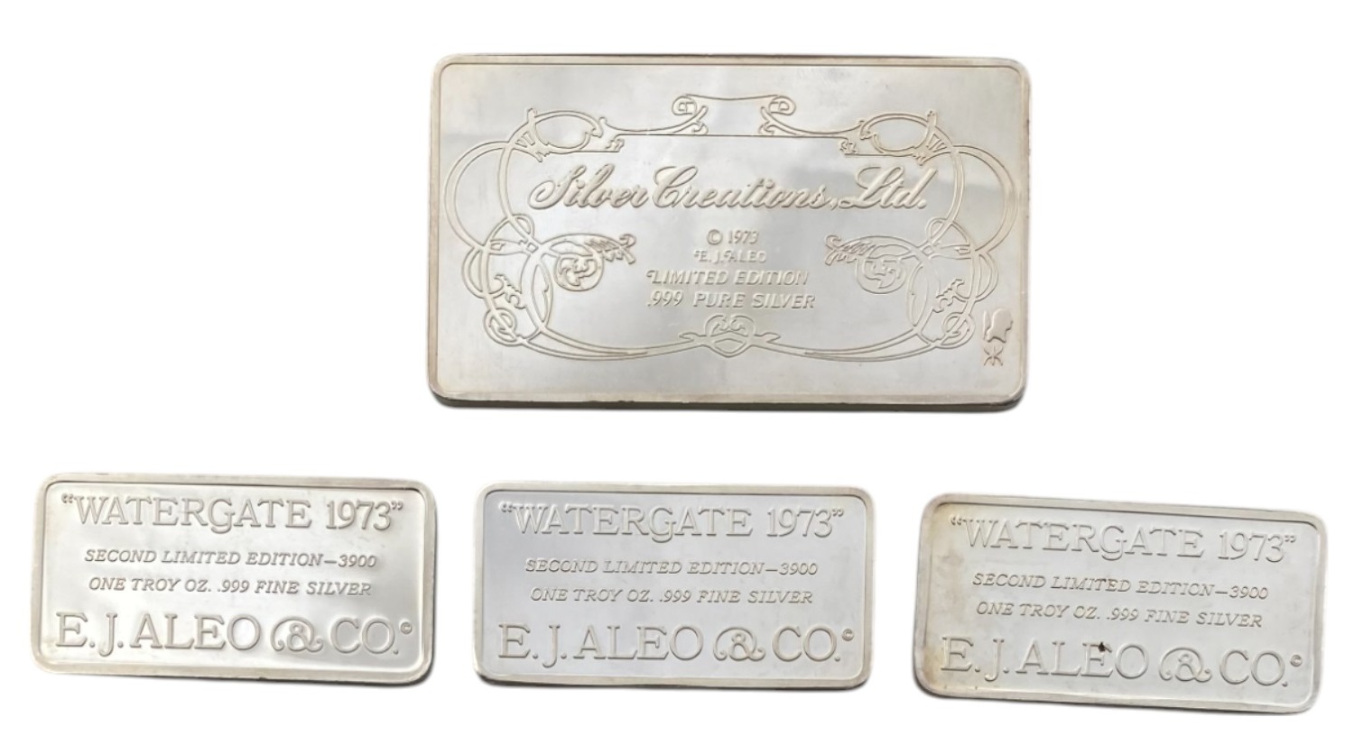 Bars / Granules - A set of 4 pure silver bars (999) from the year 1973. Total weight of the silver 202.4g - 1 1