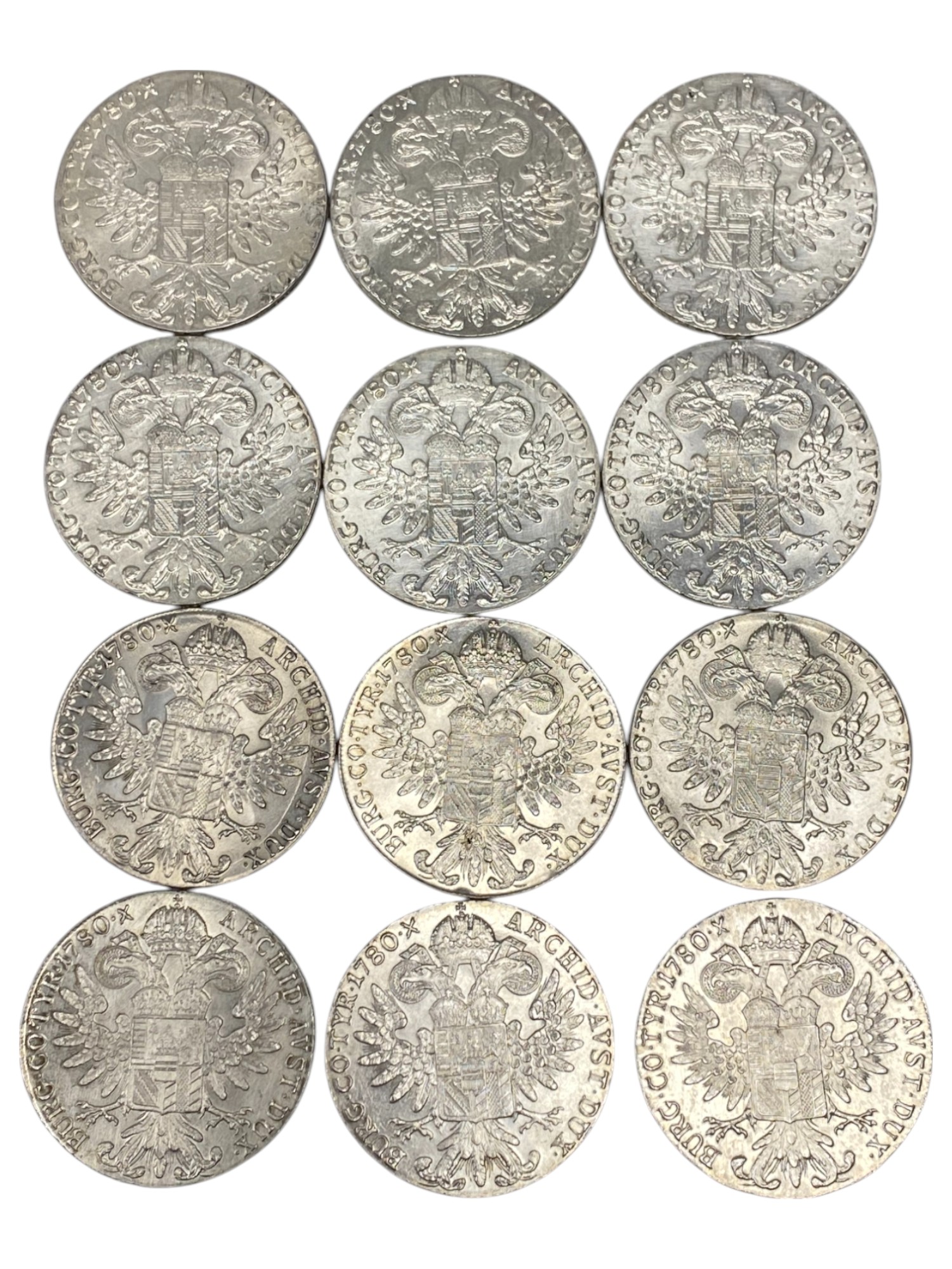 Austria - Lot of 12 1 Thaler 1780 coins - Restrike - Maria Theresia Posthumous - Silver 833, 28.0668g (336.8g and ... - 1 1
