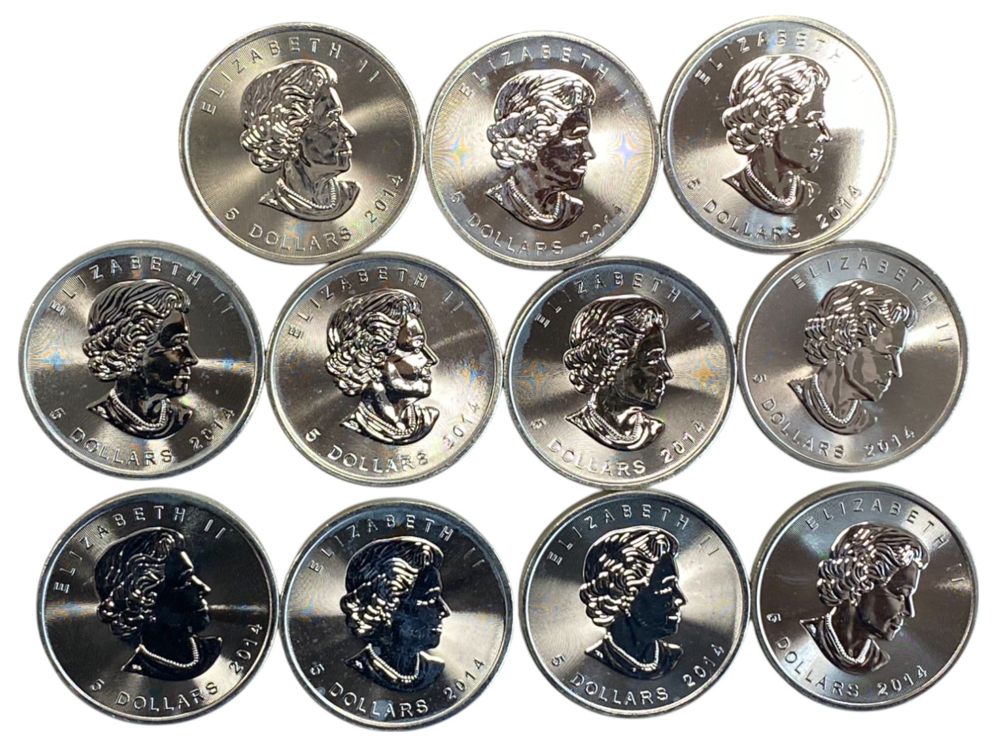Canada - Lot of 11 coins, 5 Dollars 2014 - UNC - Silver 999, 31.1g, 38mm - 1 0