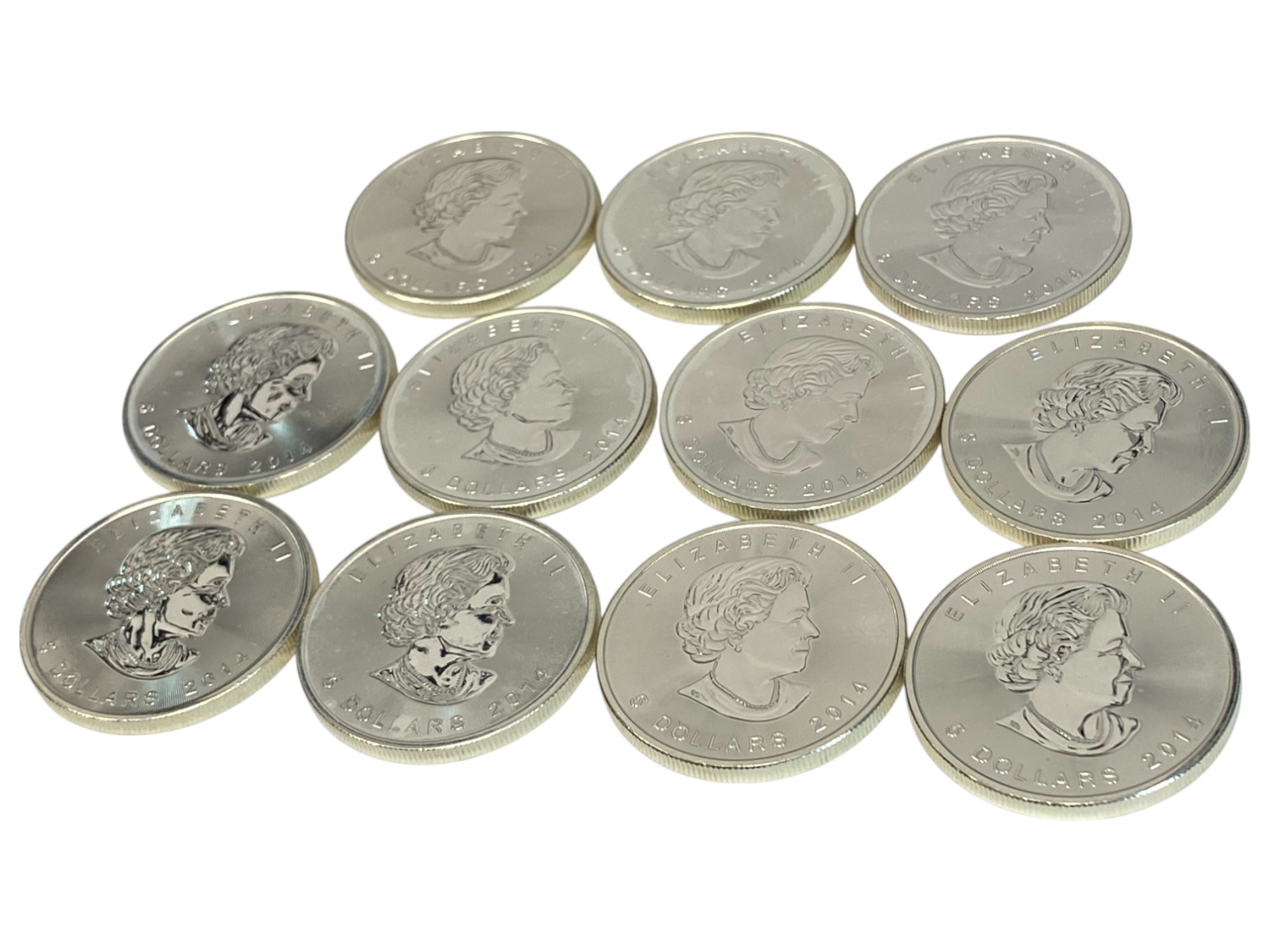 Canada - Lot of 11 coins, 5 Dollars 2014 - UNC - Silver 999, 31.1g, 38mm - 1 4