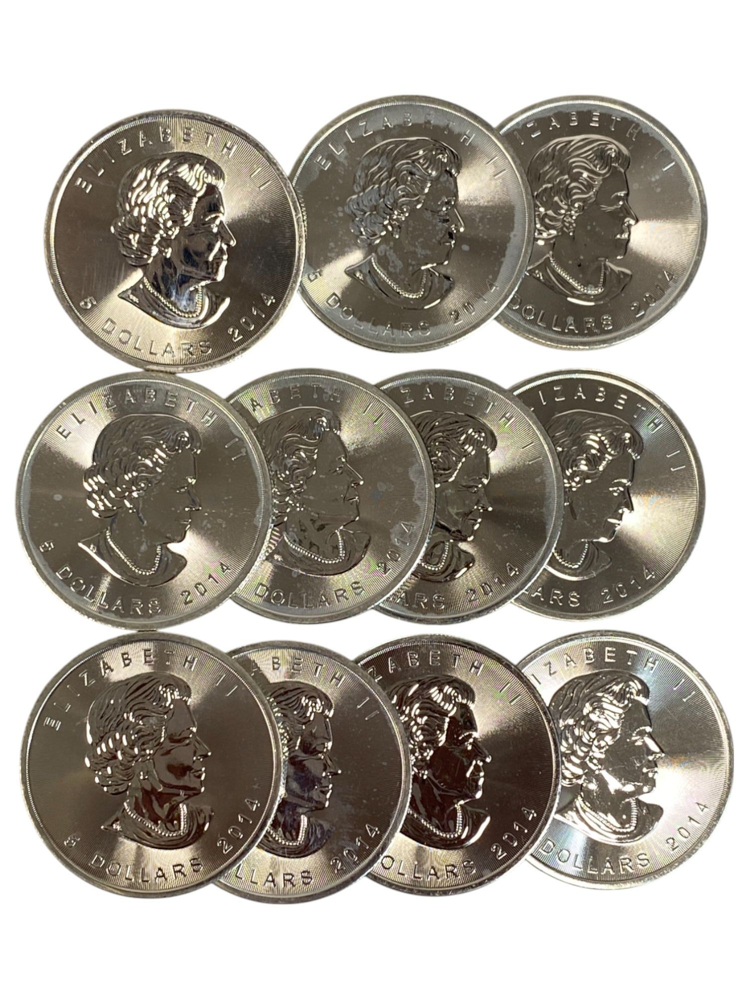 Canada - Lot of 11 coins, 5 Dollars 2014 - UNC - Silver 999, 31.1g, 38mm - 1 2