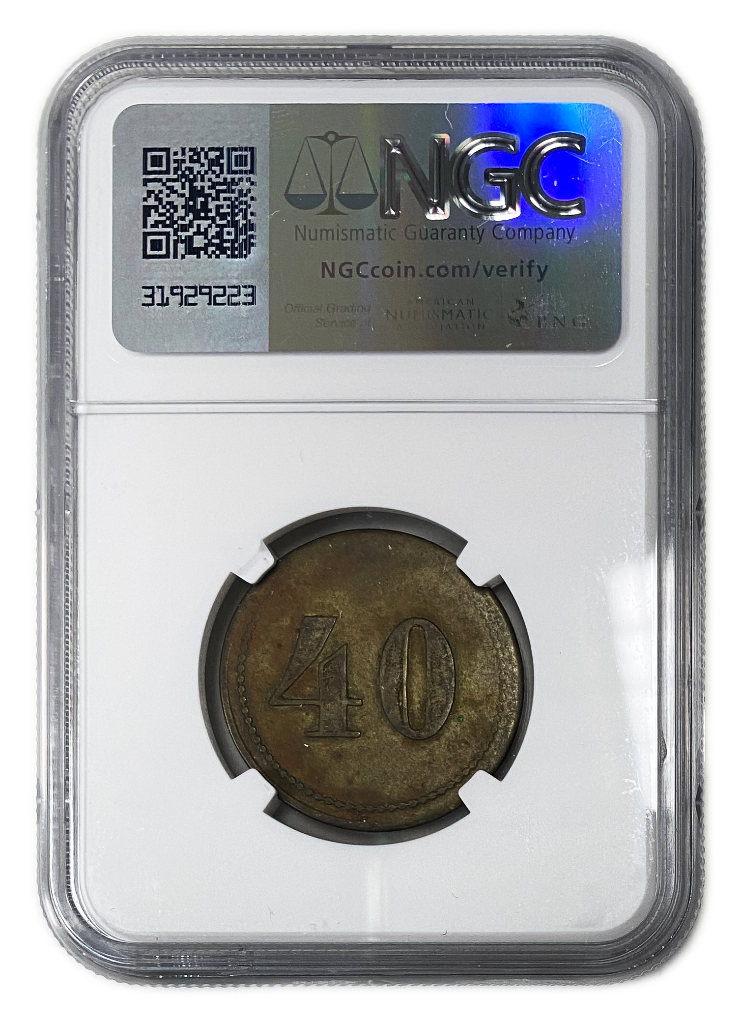 Palestine - Cafe werner token - 40 MIls 1930', bronze - NGC XF DETAILS - Rare - 1 3