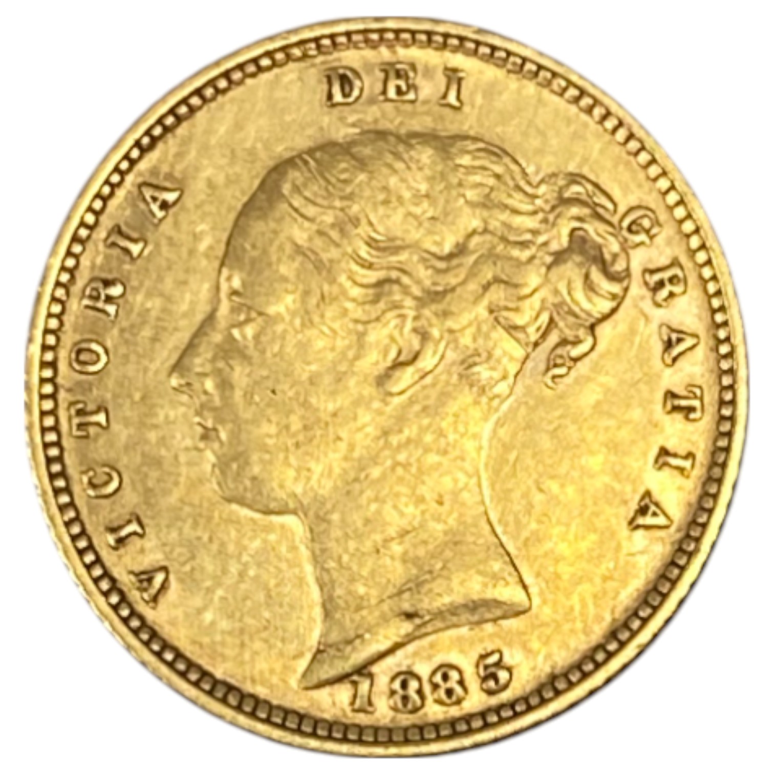 England (Great Britain) – 1/2 Sovereign 1885 – Victoria – 1st portrait - XF condition - Gold 917, 3.99g, 19.3mm - 1 0