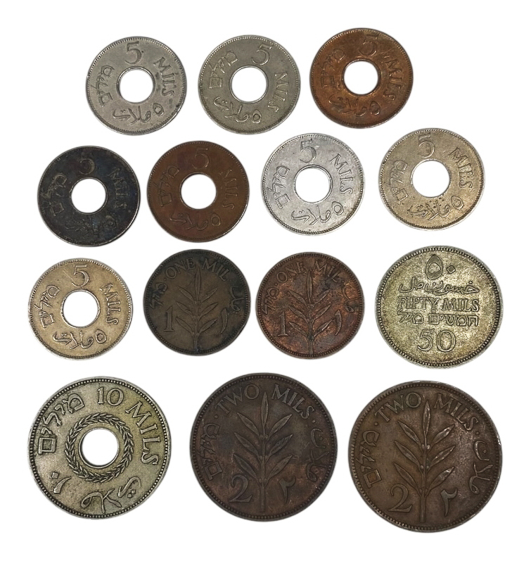 Palestine - Lot of 28 coins in values 1, 2, 5, 10, 20 and 50 mils - From different years, conditions F-XF - 1 1