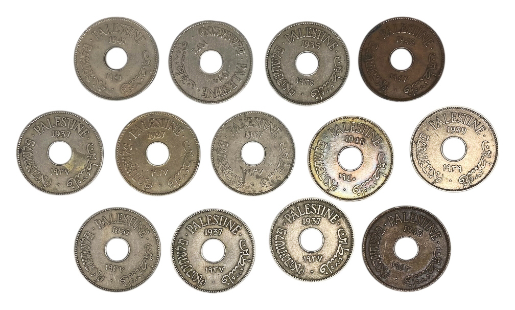 Palestine – Lot of 13 coins of 10 Mils 1927, 1934, 1935, 1937, 1939, 1941, 1942, 1943 - VF - 1 0