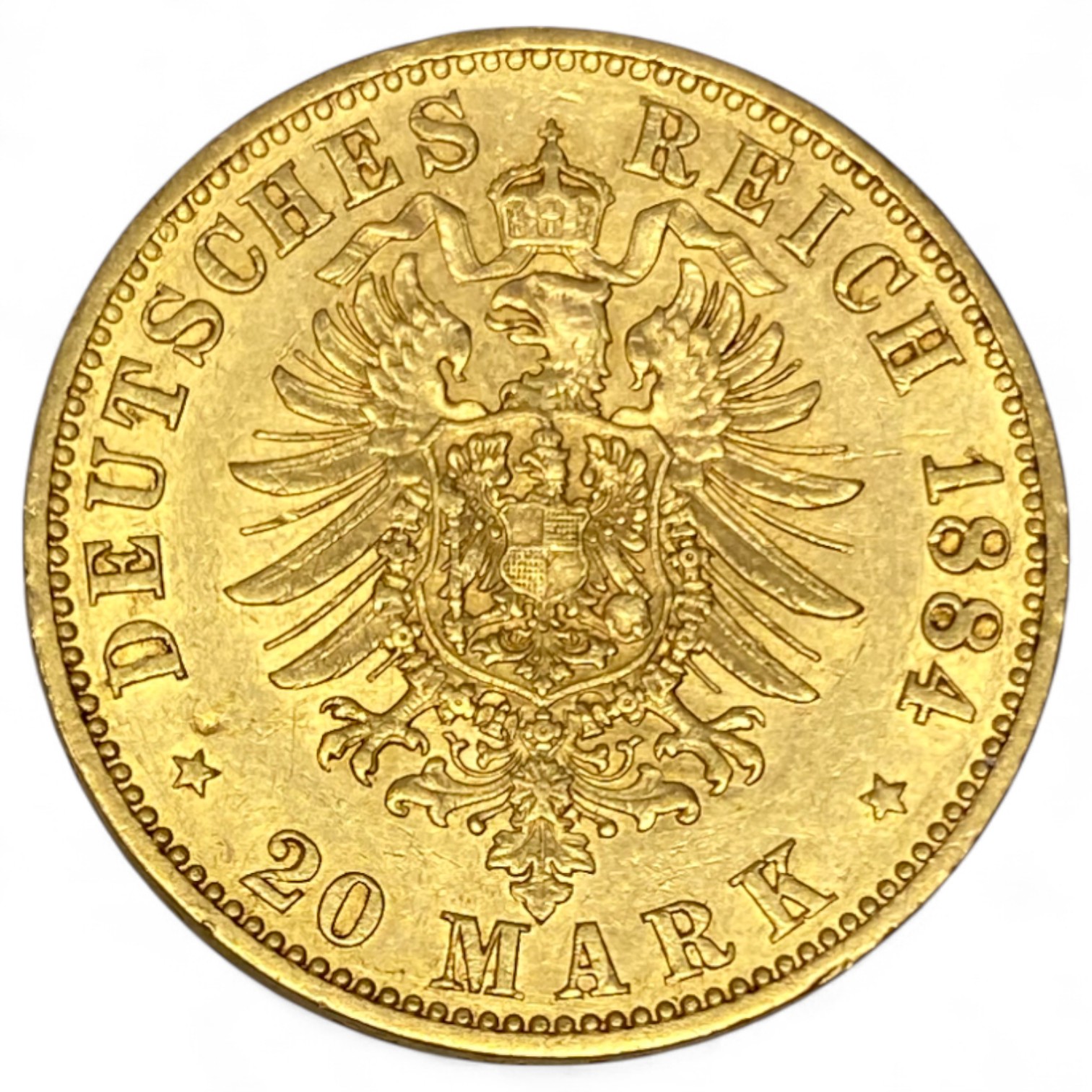Germany / Prussia – 20 Mark 1884 – Wilhelm I – Gold 900, 7.95g, 22mm - 1 0