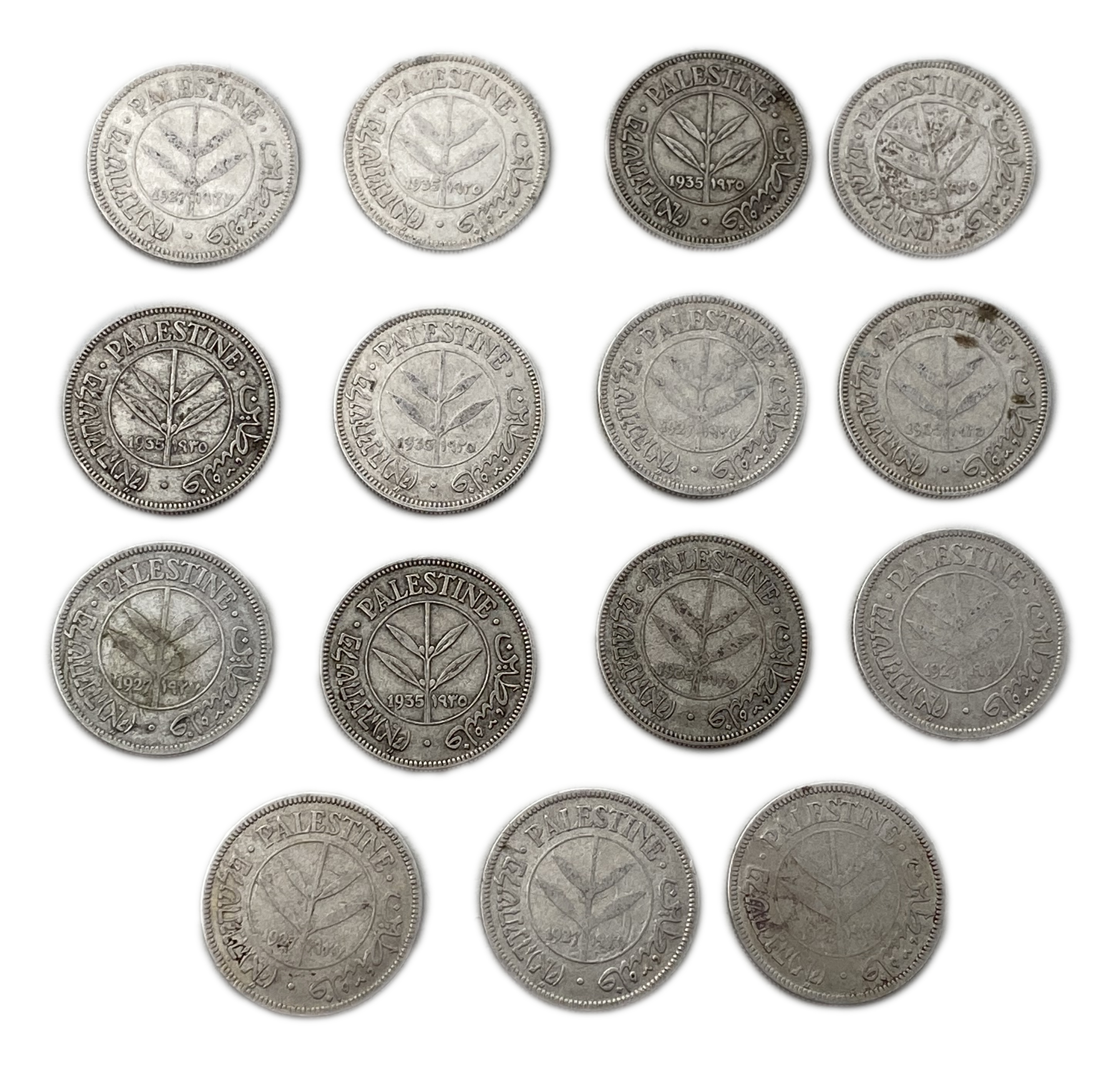 Palestine – Lot of 15 coins of 50 Mils 1927, 1935 – F-VF - 1 0