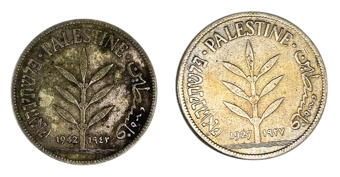 Palestine - Lot of 2 coins 100 mil 1927, 1942 - F-VF - 1 0