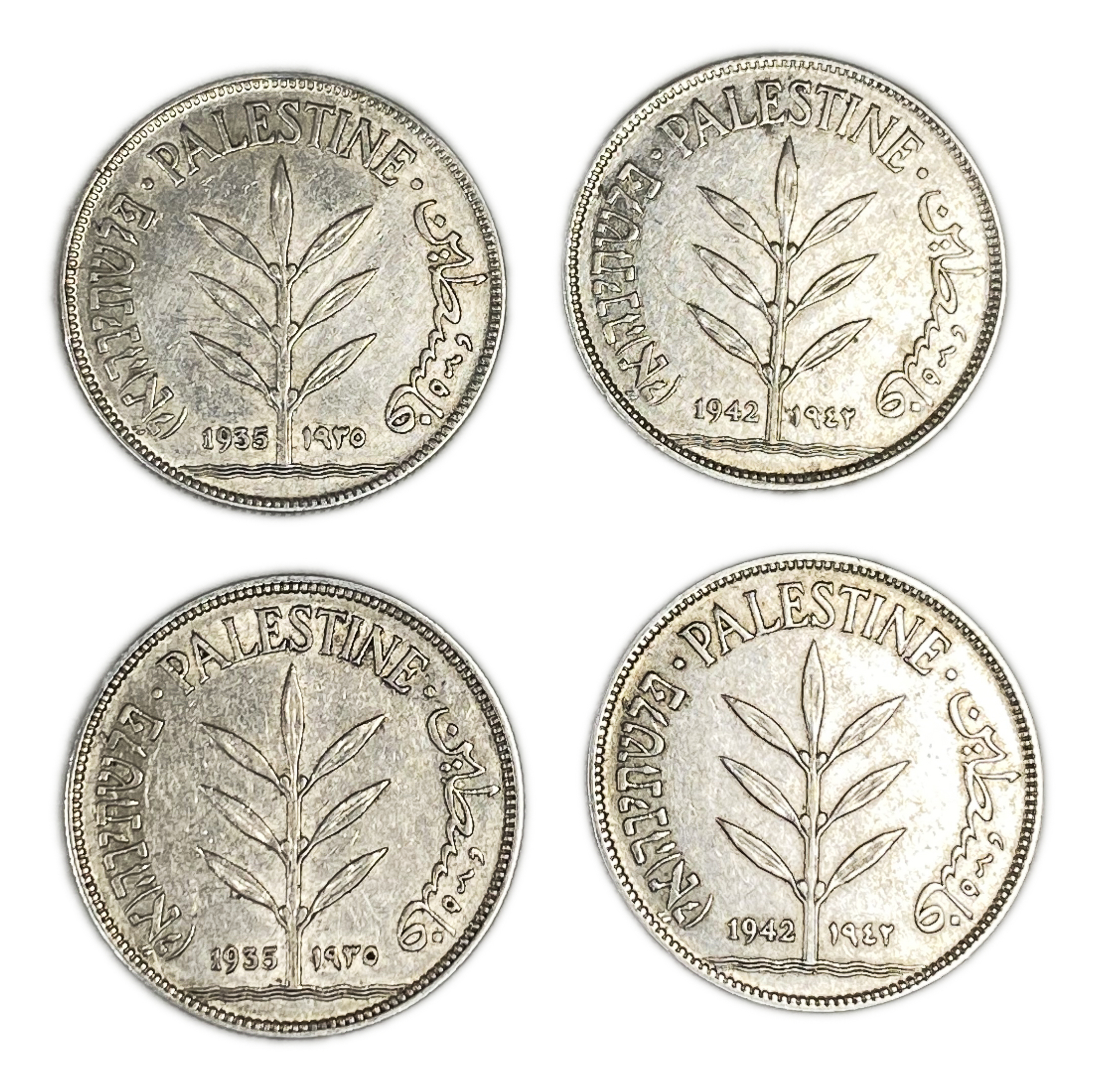 Palestine - Lot of 4 coins 100 mil 1935, 1942 - XF - 1 0