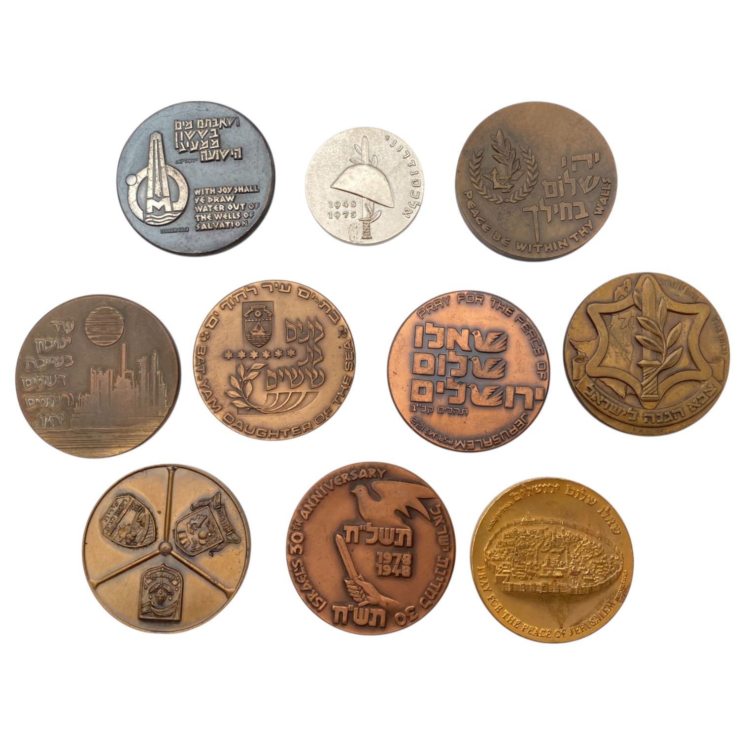 Israel - A large collection of 10 bronze medals, from the Government Coin and Medal Company - the medals are in a ... - 1 0
