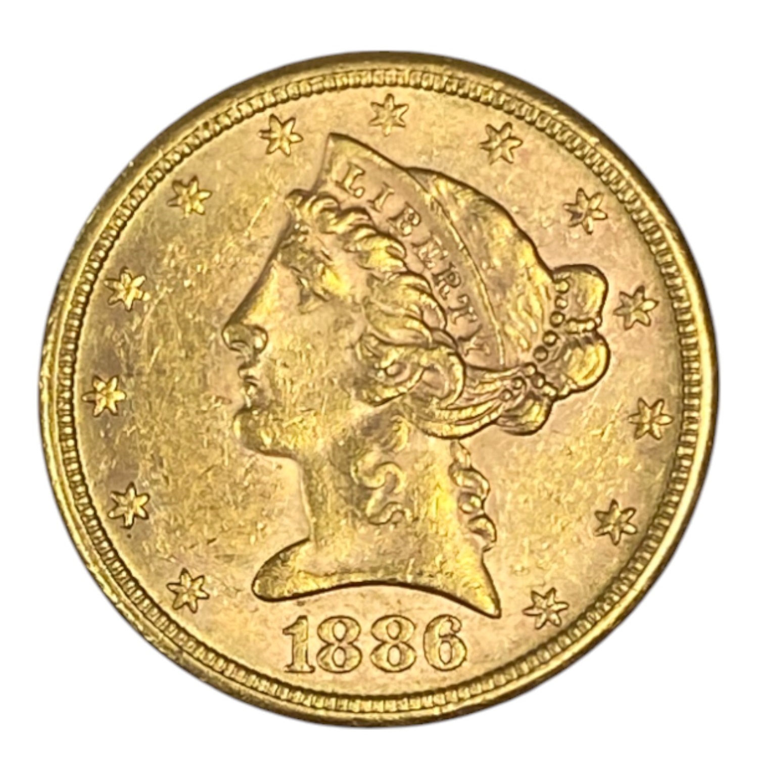 USA – 5 Dollars 1886 – Coronet Head – With motto – AU – Gold 900, 8.35g, 21.6mm - 1 0