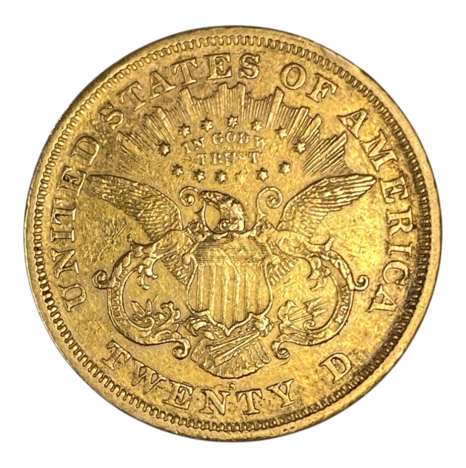 USA - 20 Dollars 1873 S - Liberty Head - Double Eagle, With motto - Gold 900, 33.43g, 34mm - 1 1