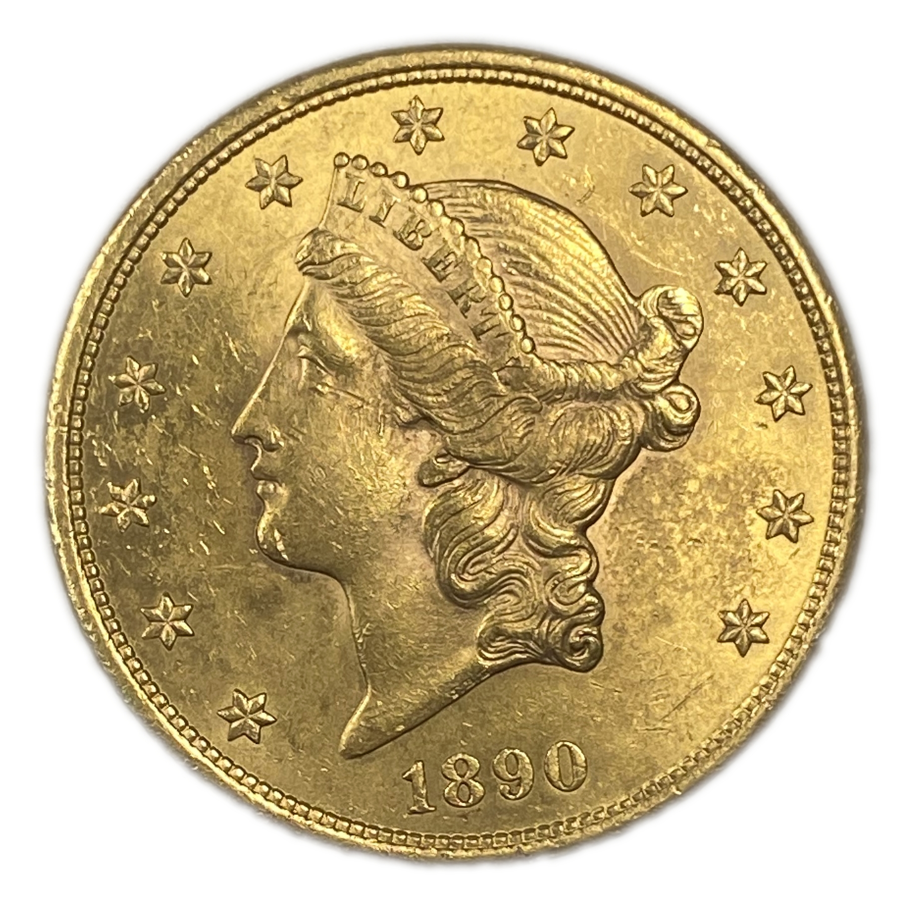 USA - 20 Dollars 1890 S - Liberty Head - Double Eagle, With motto - Gold 900, 33.43g, 34mm - 1 0