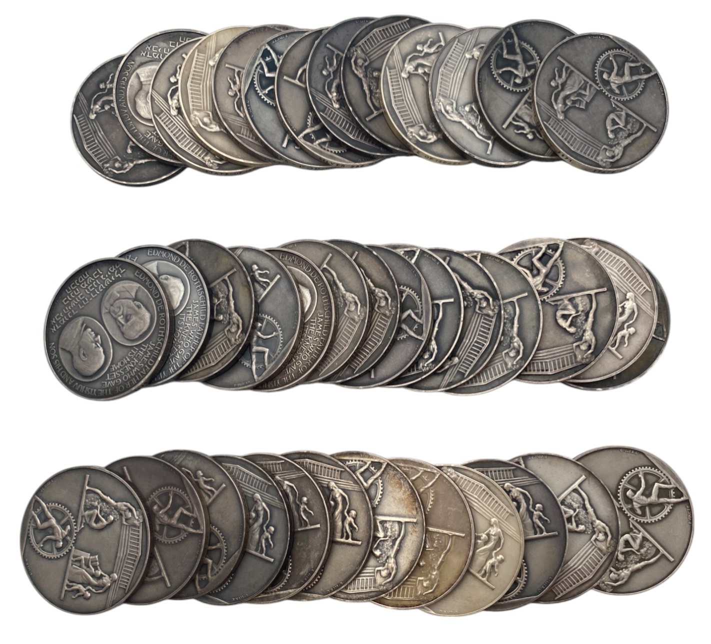 Israel – Lot of 39 medals, Rothschild Medal 1966 - Total net silver weight is 1,528.7g – Silver 986, 40g, 45mm - 1 0