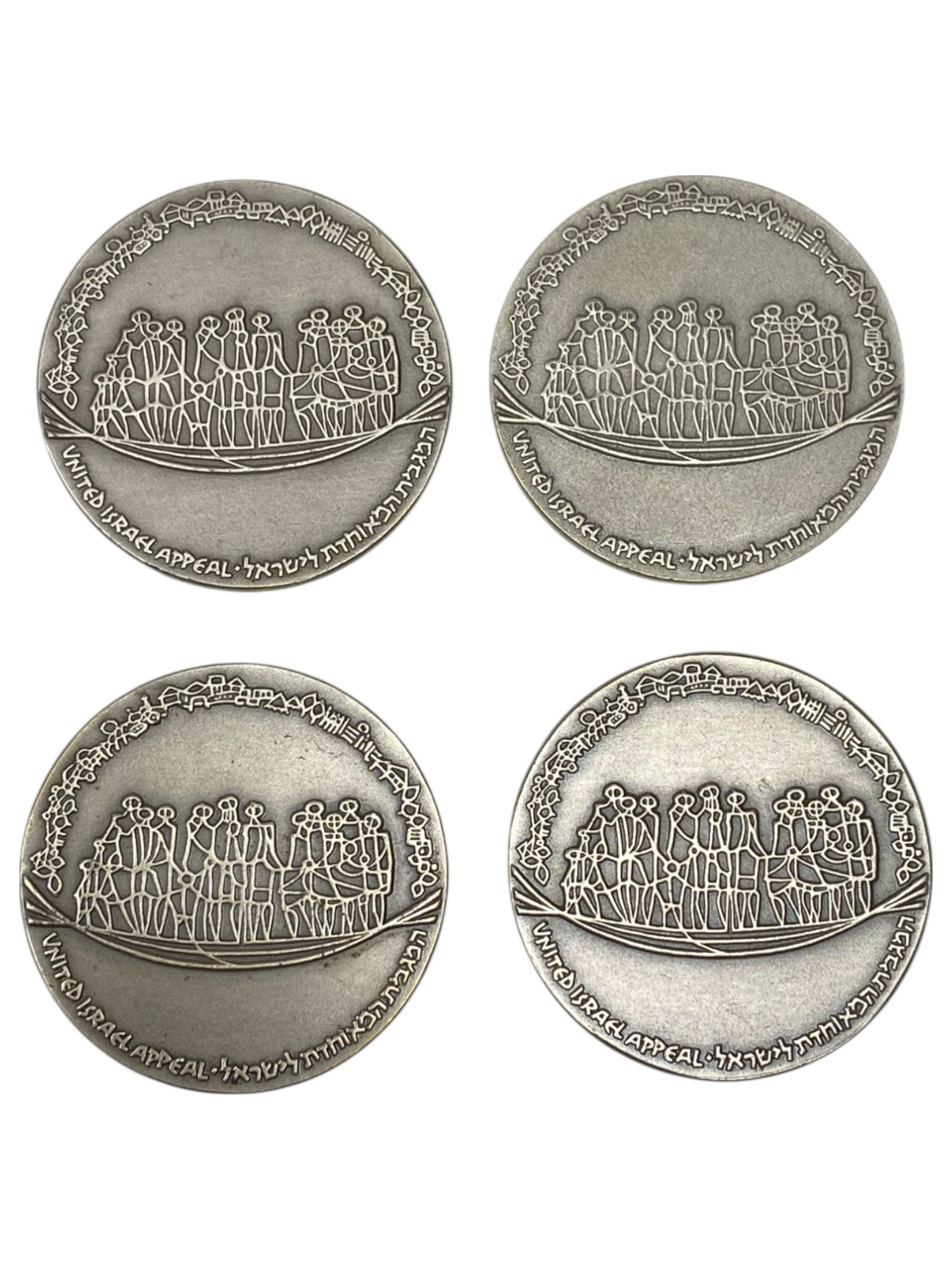 Israel – Lot of 26 Keren Hayesod medals – 1970 – Silver 925, 47g (Total NET silver 1,147.7g), 45mm - 1 4
