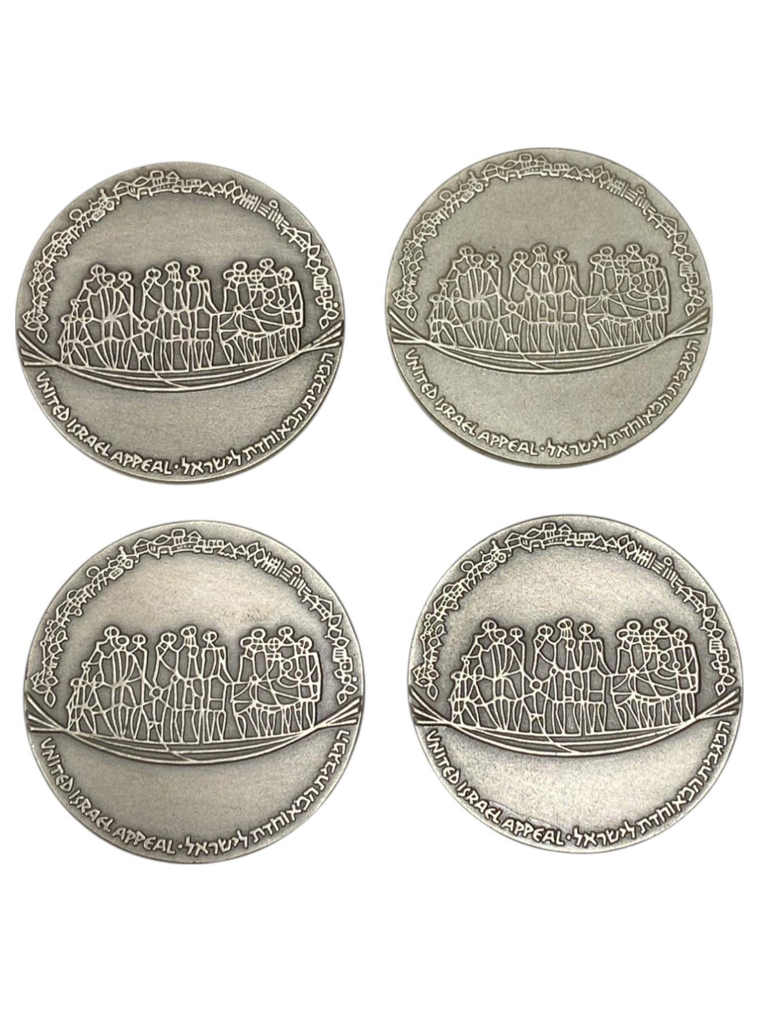 Israel – Lot of 26 Keren Hayesod medals – 1970 – Silver 925, 47g (Total NET silver 1,147.7g), 45mm - 1 14