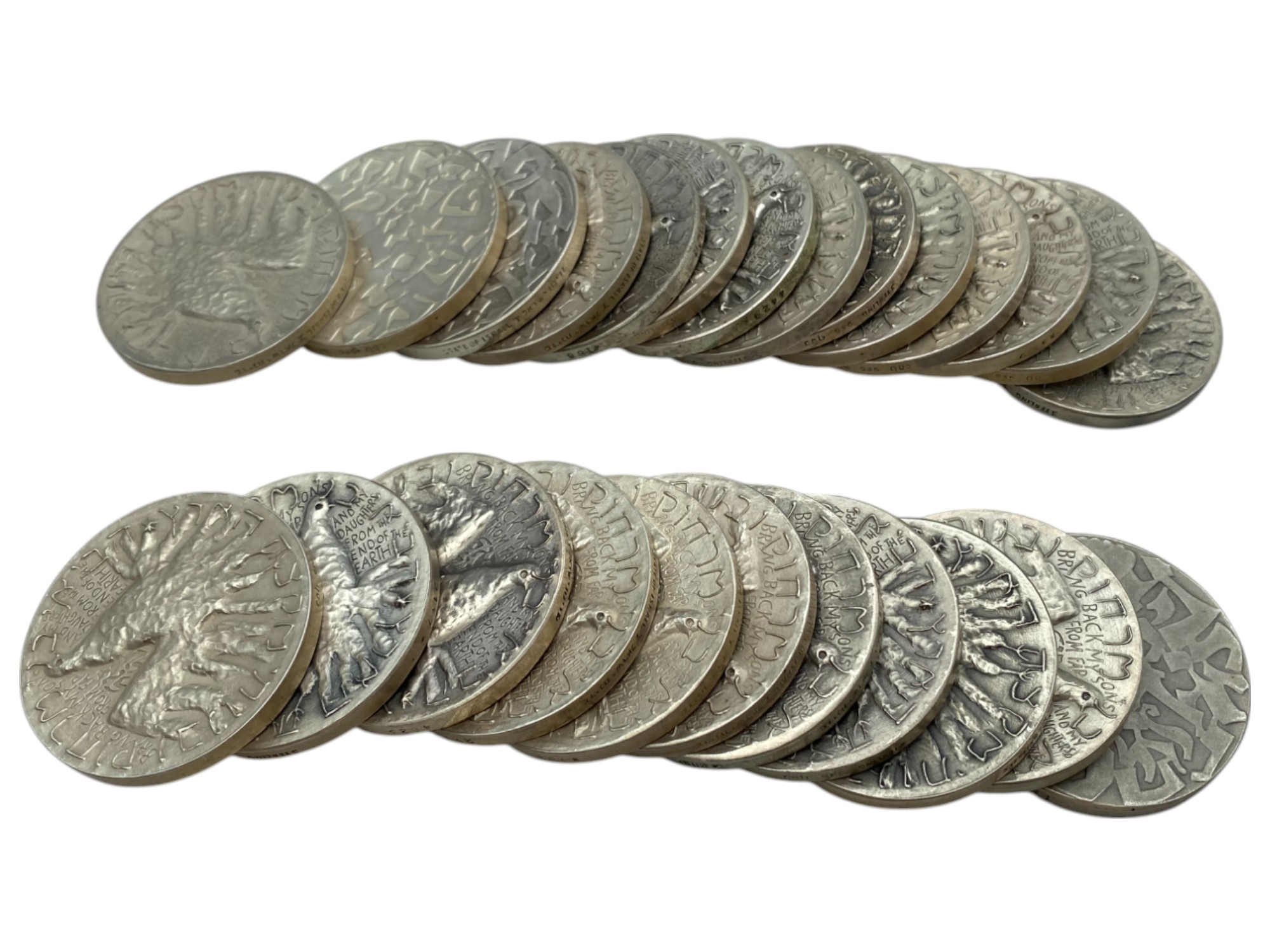 Israel - Lot of 25 El Al, State Medals 1969 - Silver 935, 47g (Total net silver 1,095.9g), 45mm - 1 0