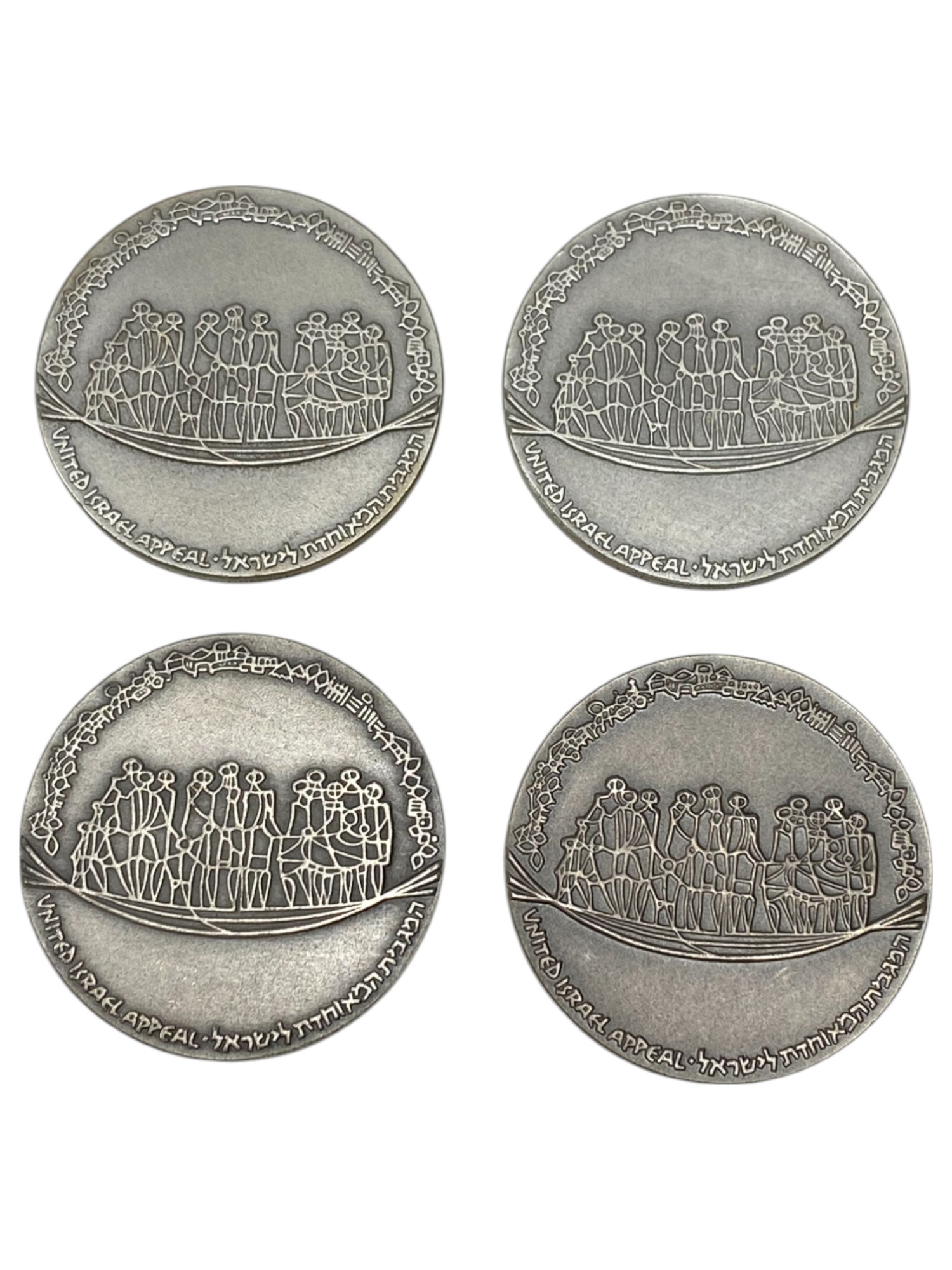 Israel – Lot of 26 Keren Hayesod medals – 1970 – Silver 925, 47g (Total NET silver 1,140.5g), 45mm - 1 4