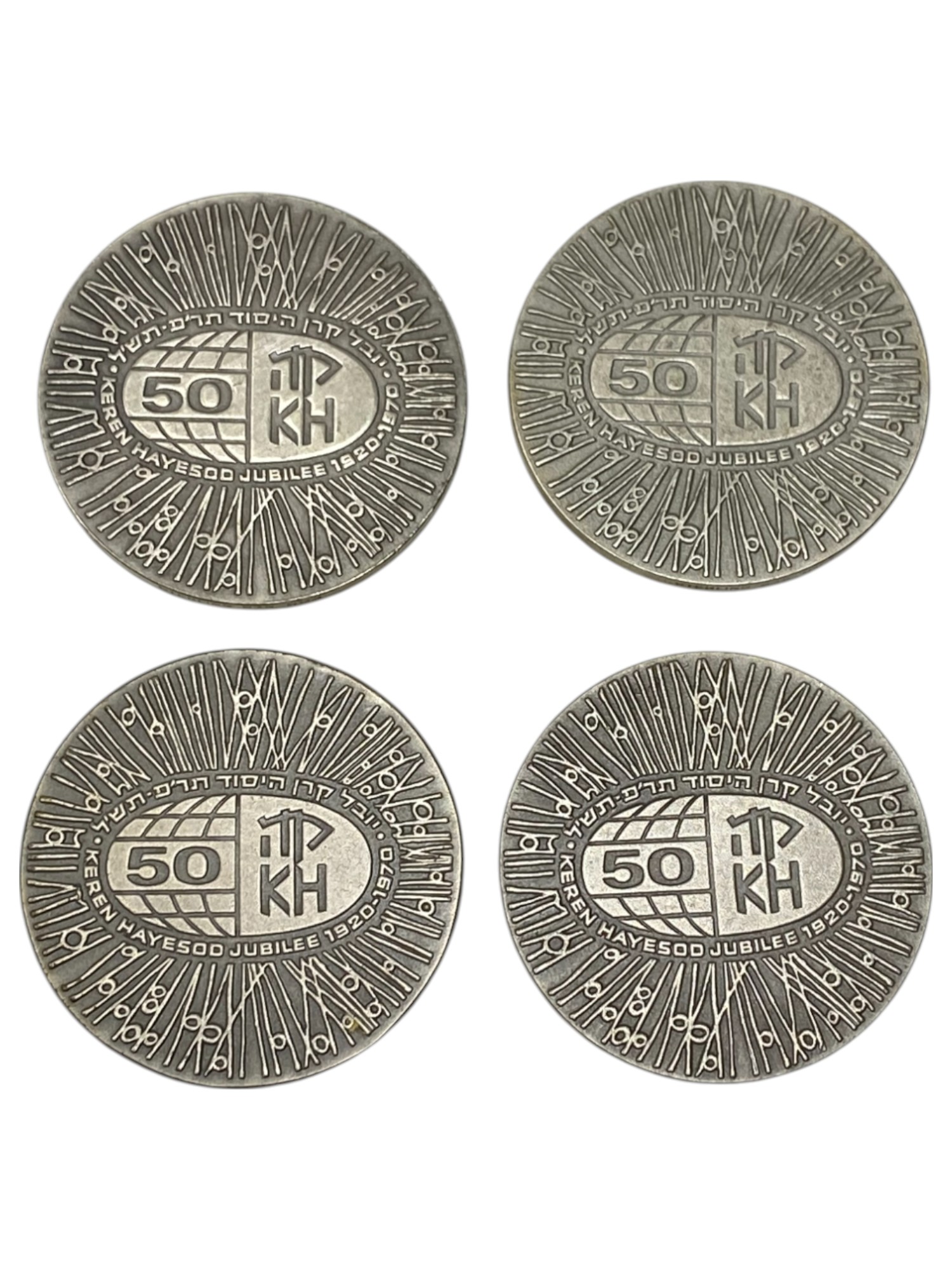 Israel – Lot of 26 Keren Hayesod medals – 1970 – Silver 925, 47g (Total NET silver 1,140.5g), 45mm - 1 5