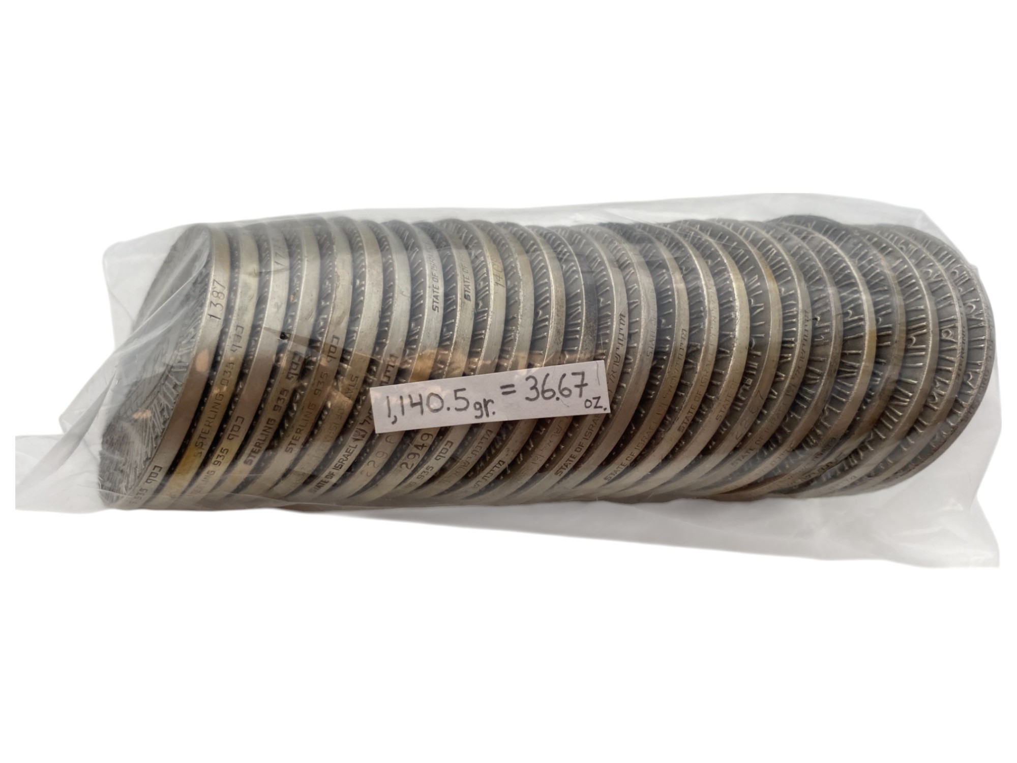 Israel – Lot of 26 Keren Hayesod medals – 1970 – Silver 925, 47g (Total NET silver 1,140.5g), 45mm - 1 1