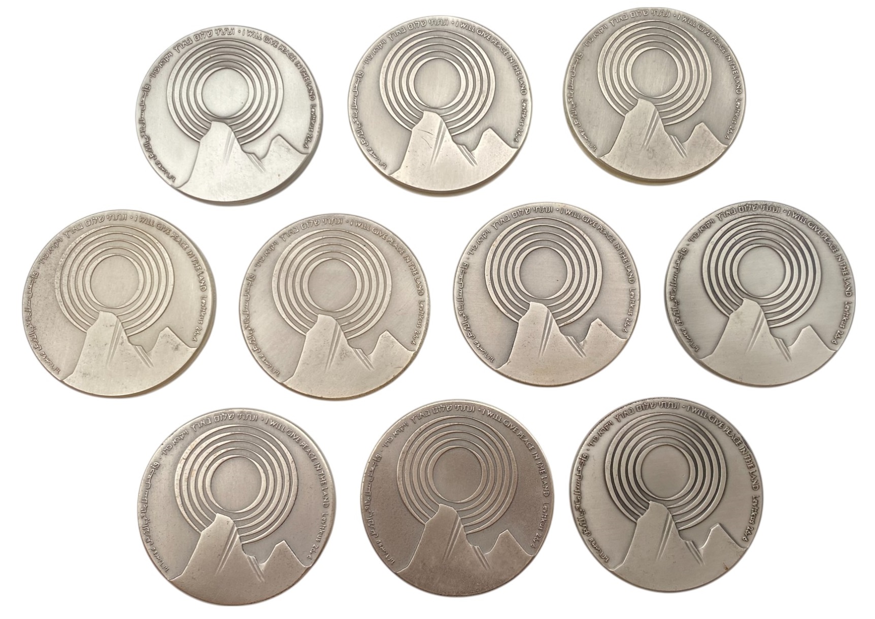 Israel - Lot of 10 Egypt Peace Treaty medals - Silver 935, 115g (Total NET weight 1,075.8g), 59mm - 1 1