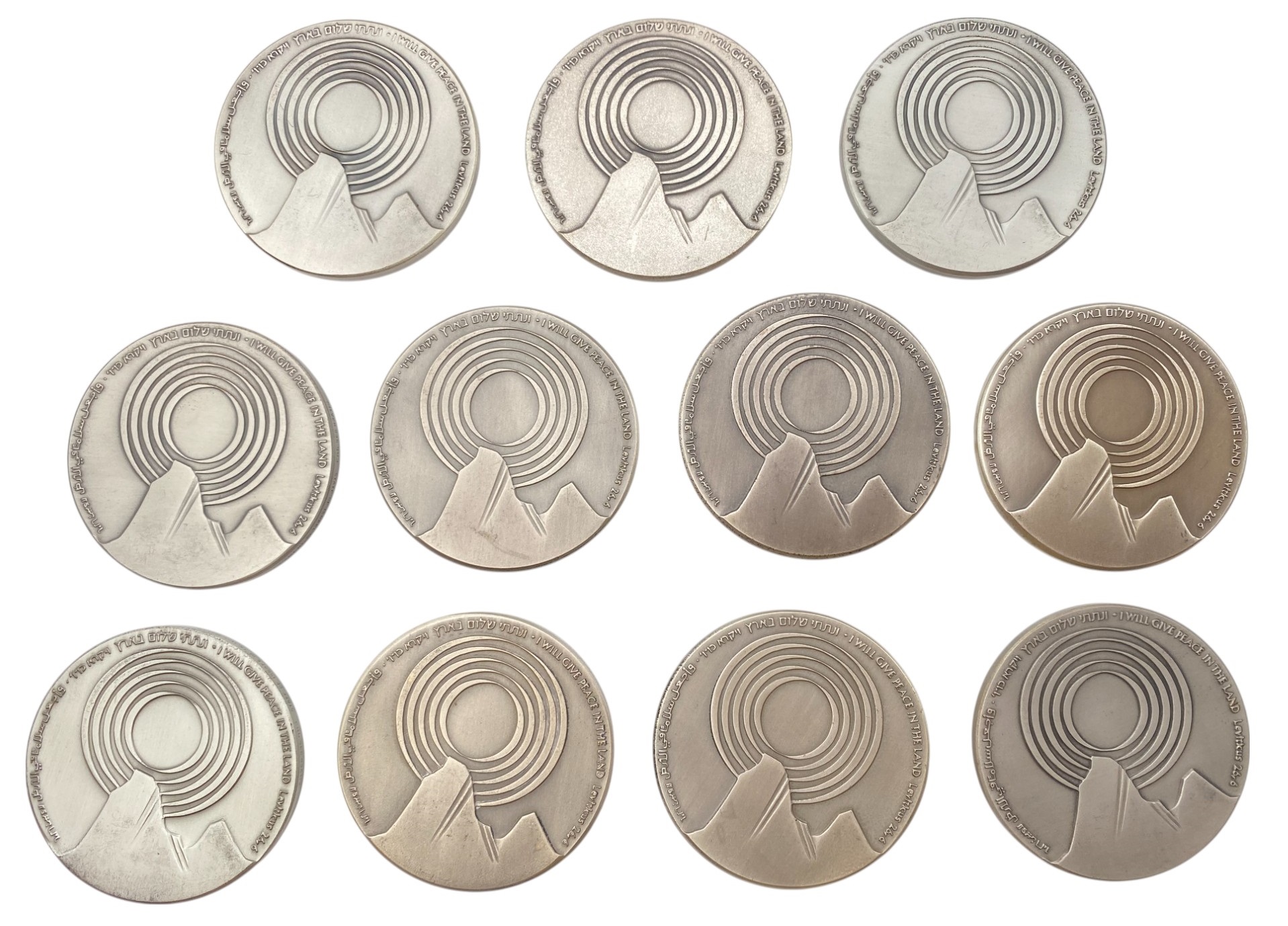 Israel - Lot of 11 Egypt Peace Treaty medals - Silver 935, 115g (Total NET weight 1,192.7g), 59mm - 1 1