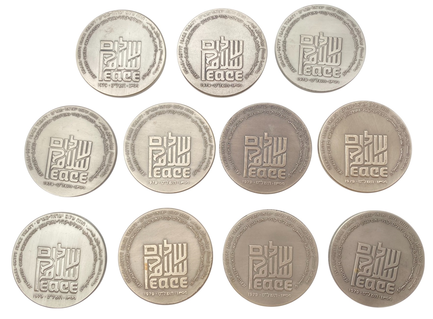 Israel - Lot of 11 Egypt Peace Treaty medals - Silver 935, 115g (Total NET weight 1,192.7g), 59mm - 1 0