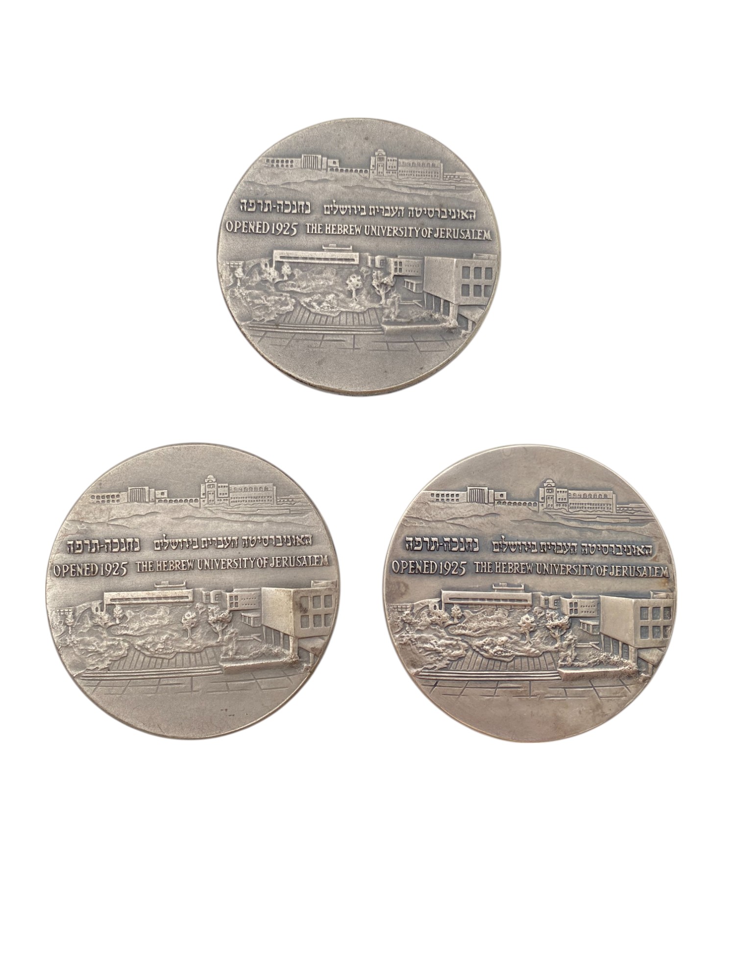 Israel – Lot of 10, Hebrew University State Medals 1965 – Silver 935, 155g (Total NET silver 971.8g), 59mm - 1 7