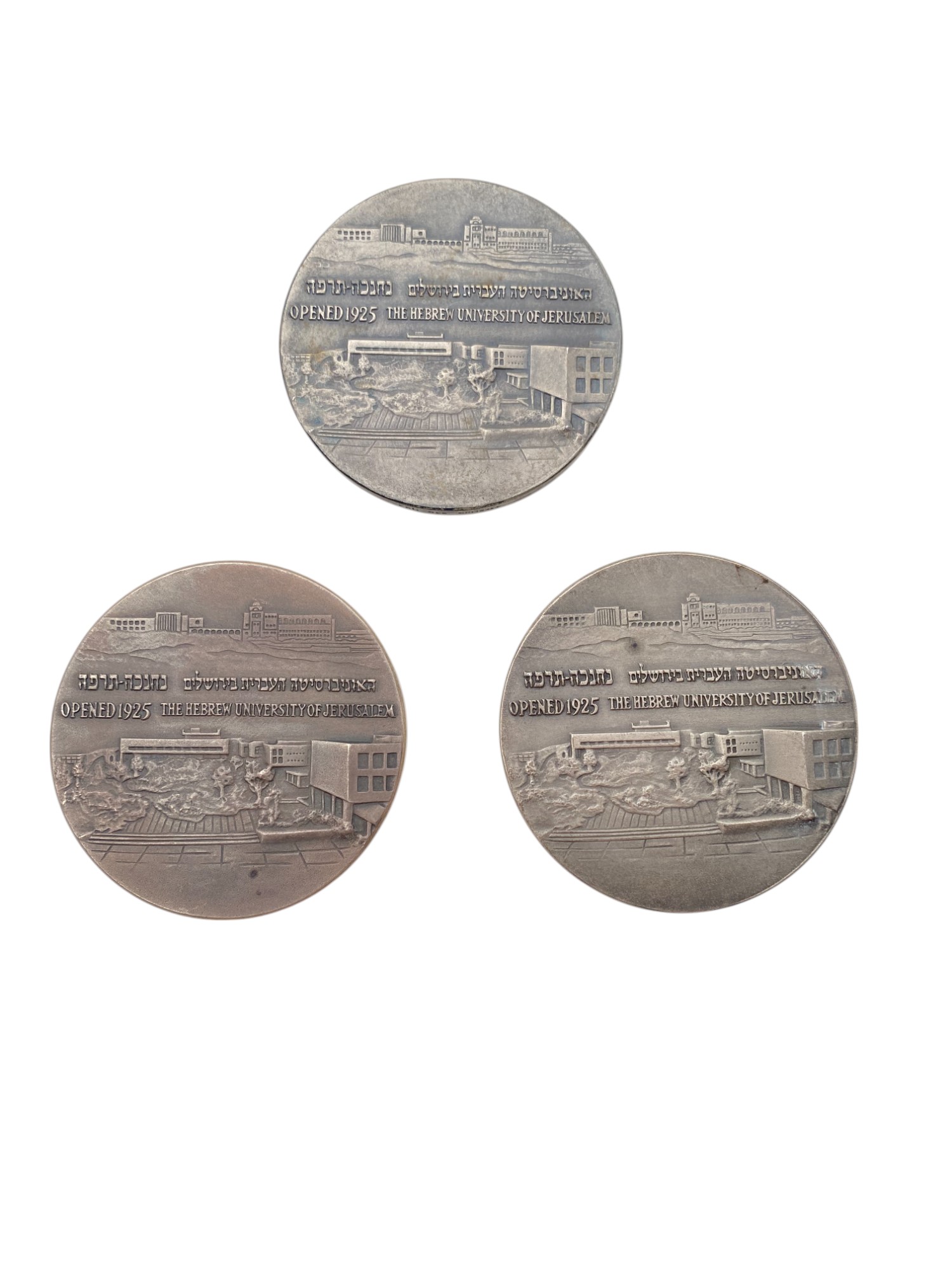 Israel – Lot of 10, Hebrew University State Medals 1965 – Silver 935, 155g (Total NET silver 971.8g), 59mm - 1 5