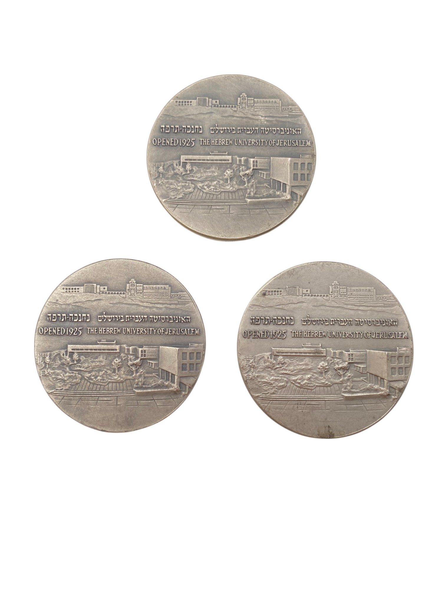 Israel – Lot of 10, Hebrew University State Medals 1965 – Silver 935, 155g (Total NET silver 971.8g), 59mm - 1 3