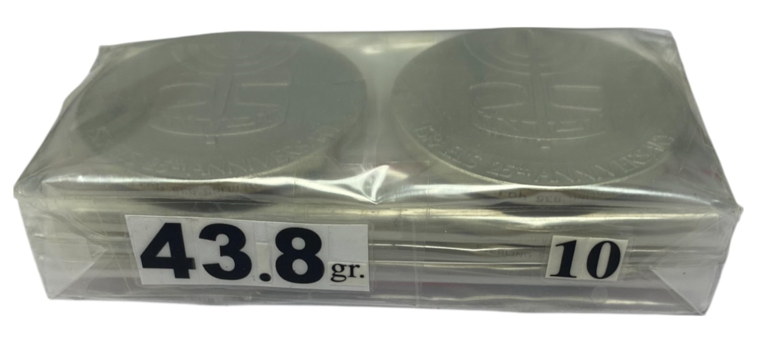 Israel - 10 Medals, 25th Anniversary Declaration of Independence 1973 - Silver 935, 47g (438g total pure silver), 45mm - 1 1