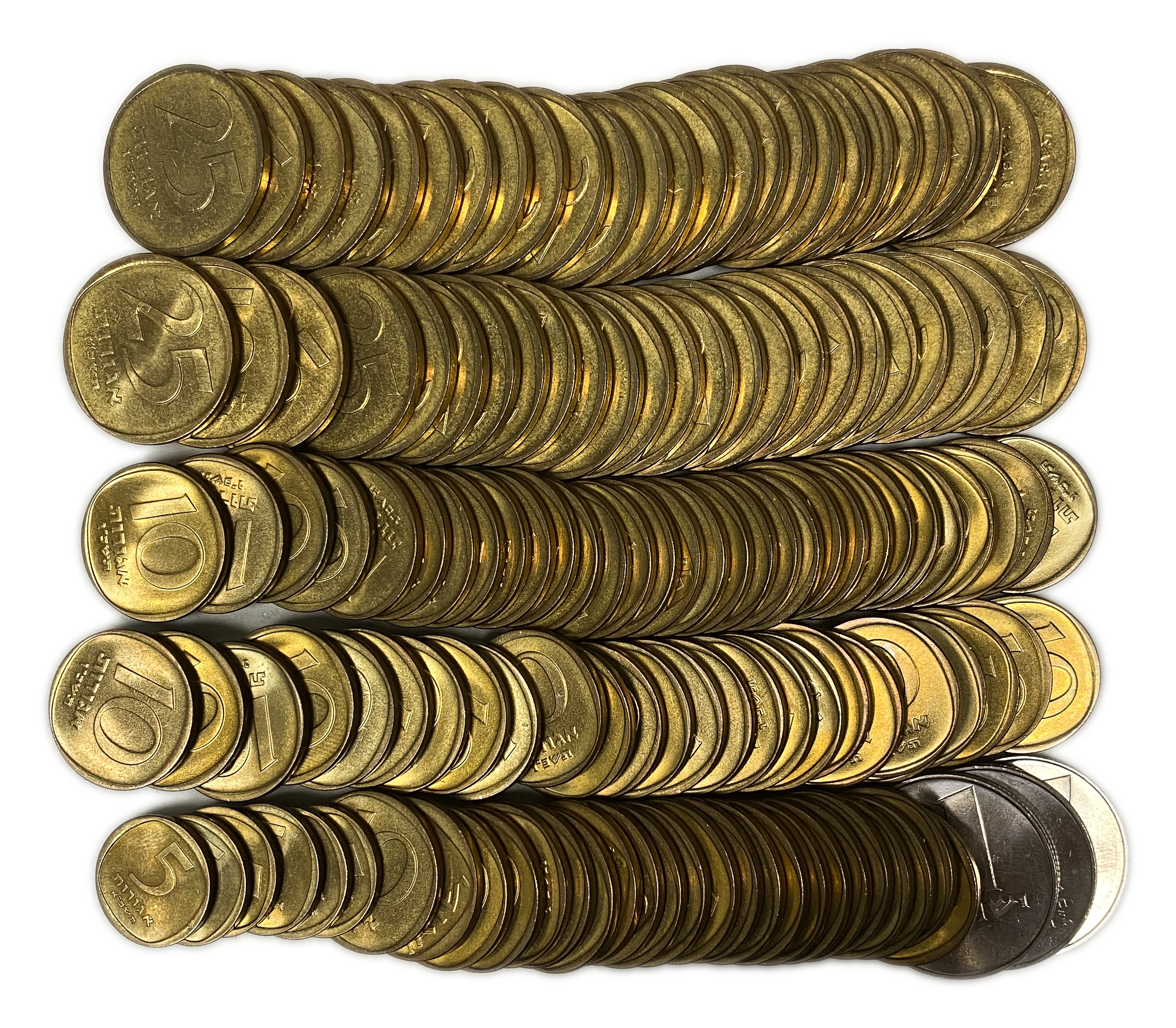 Israel - Large collection of coins from the Lira series in denominations of 5, 10, 25 Agorot and 1/2 Lira - AU-UNC - 1 0